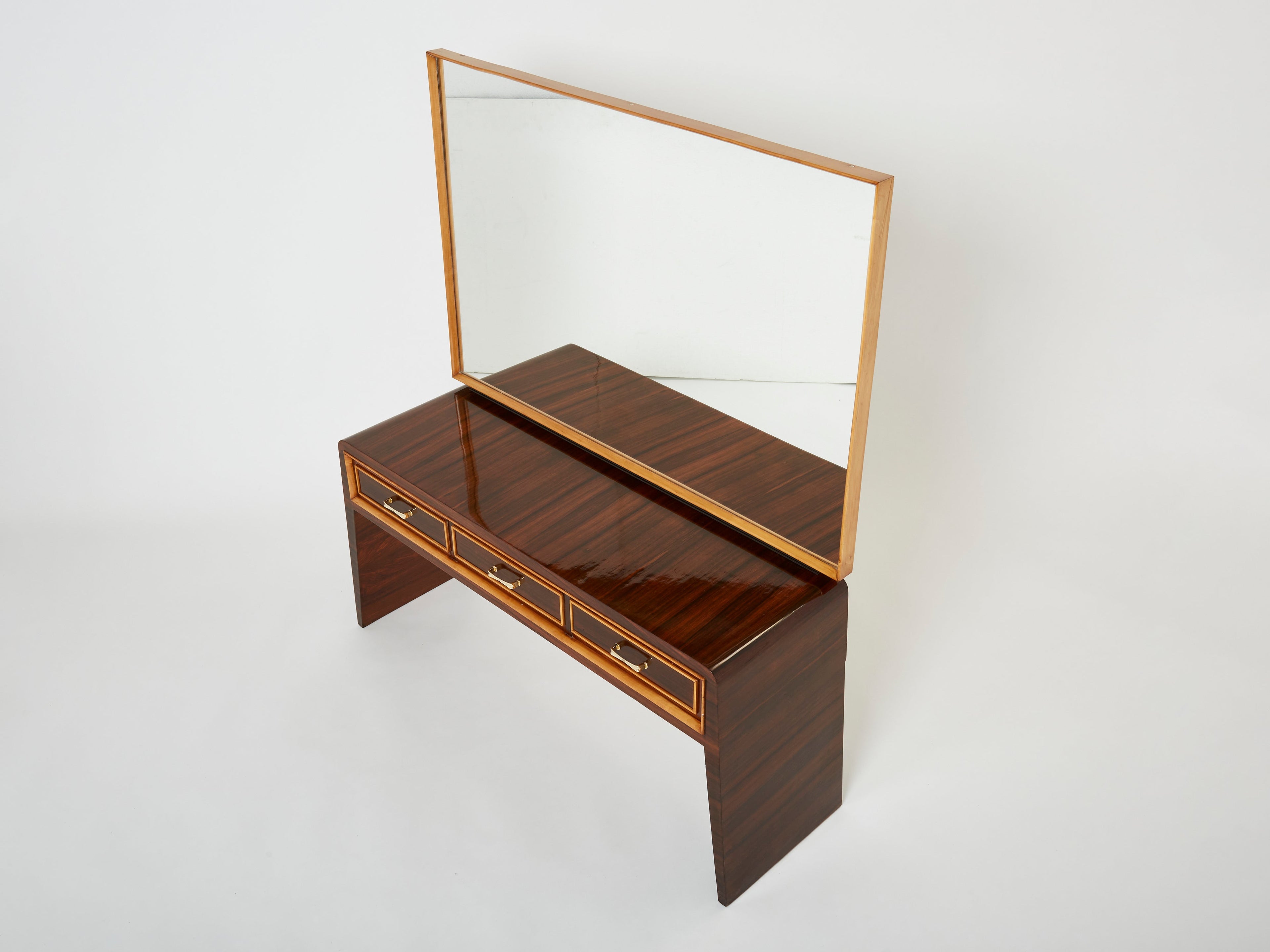 Paolo Buffa rosewood sycamore and brass console vanity 1940s