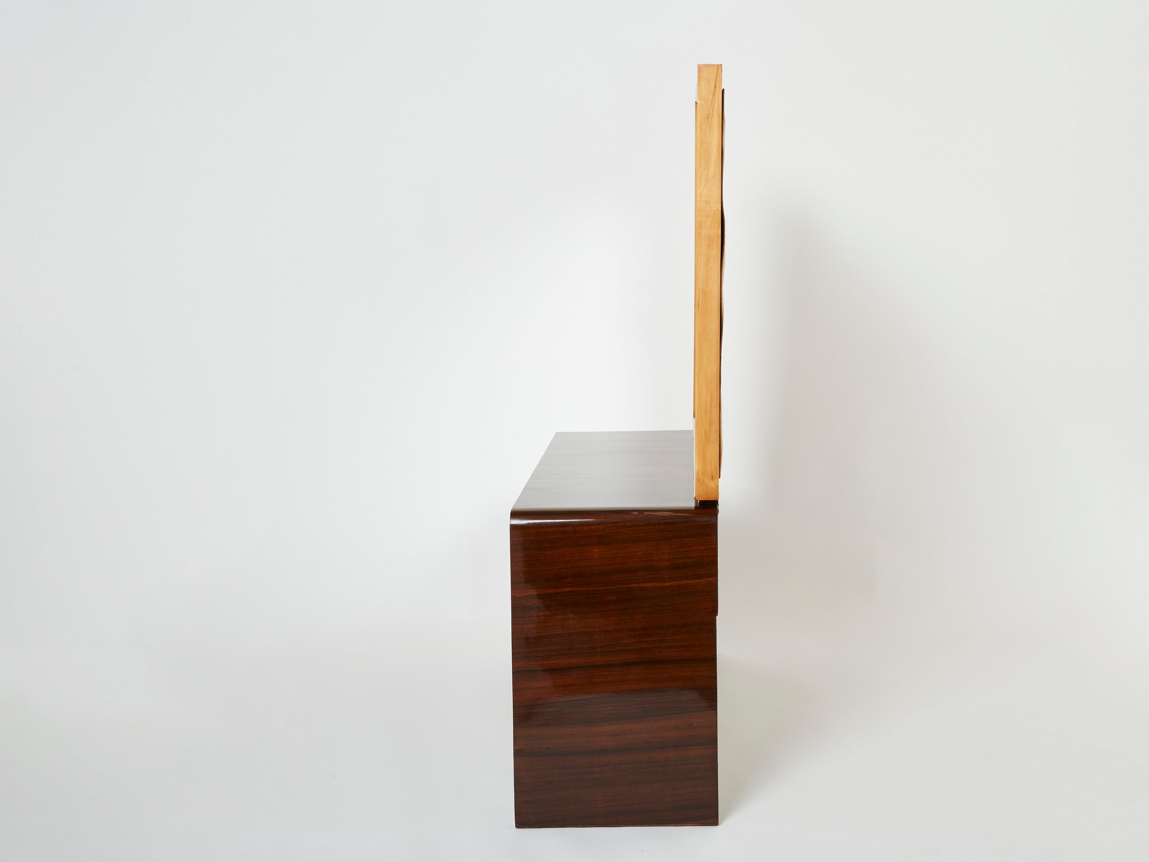 Paolo Buffa rosewood sycamore and brass console vanity 1940s