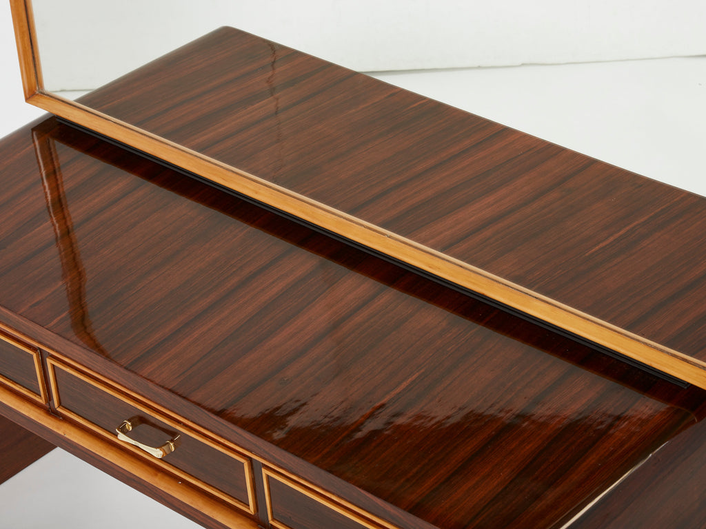 Paolo Buffa rosewood sycamore and brass console vanity 1940s