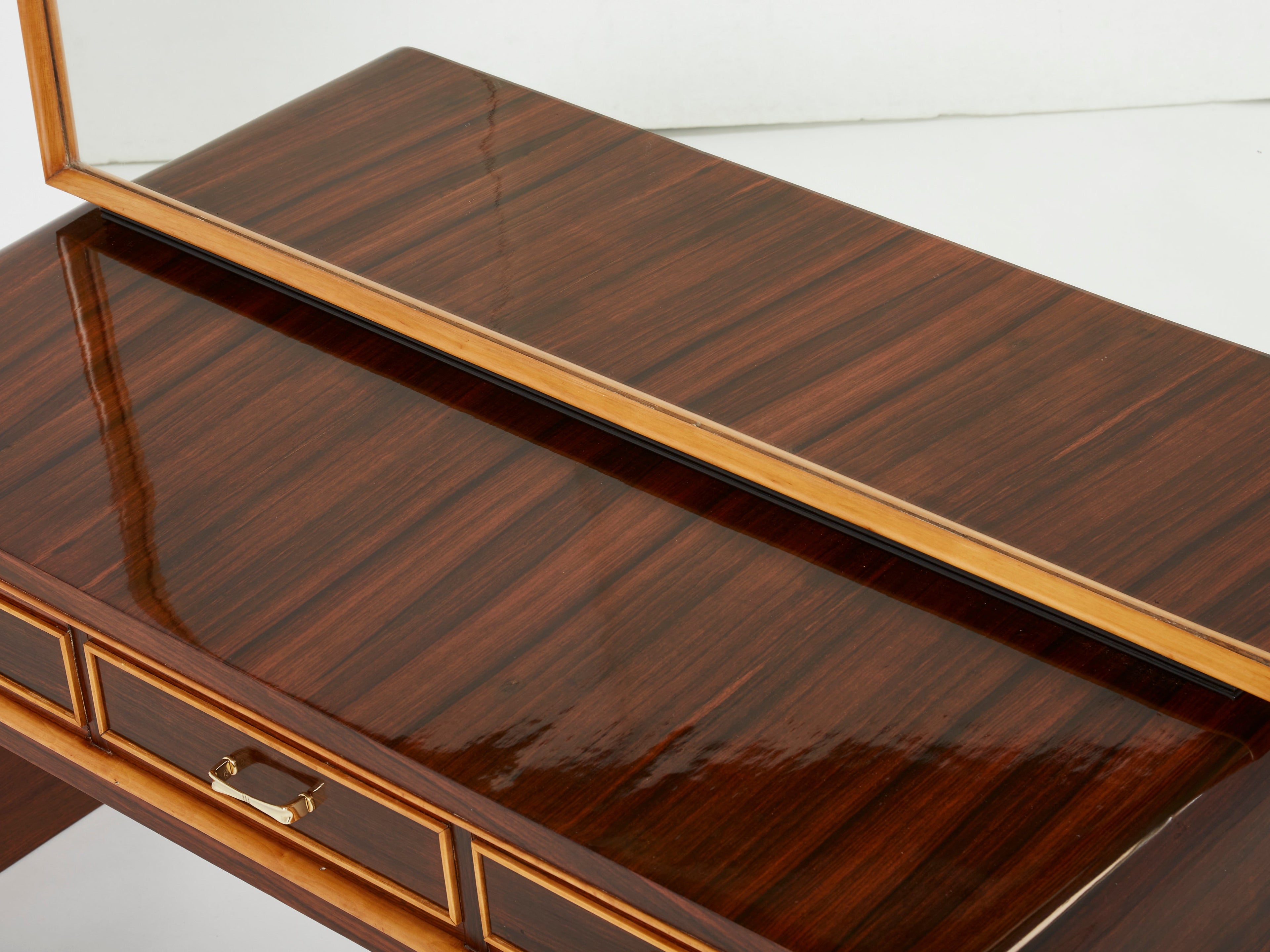 Paolo Buffa rosewood sycamore and brass console vanity 1940s