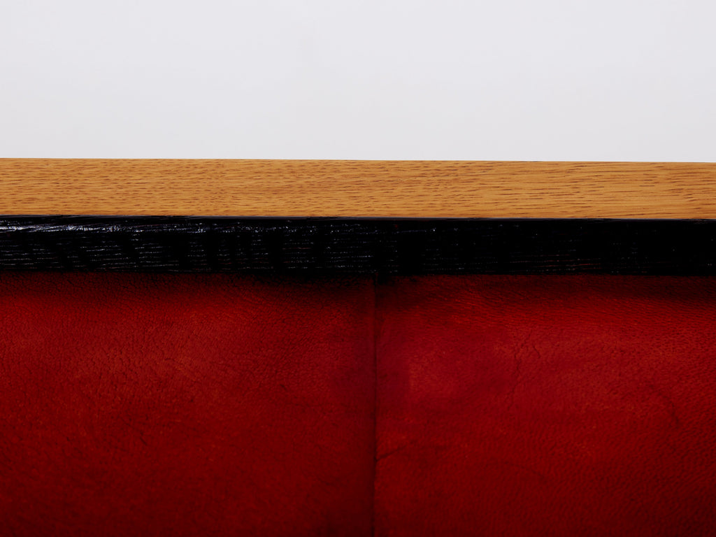 Dupré-Lafon style oak brass leather coffee table Alberto Pinto 1990