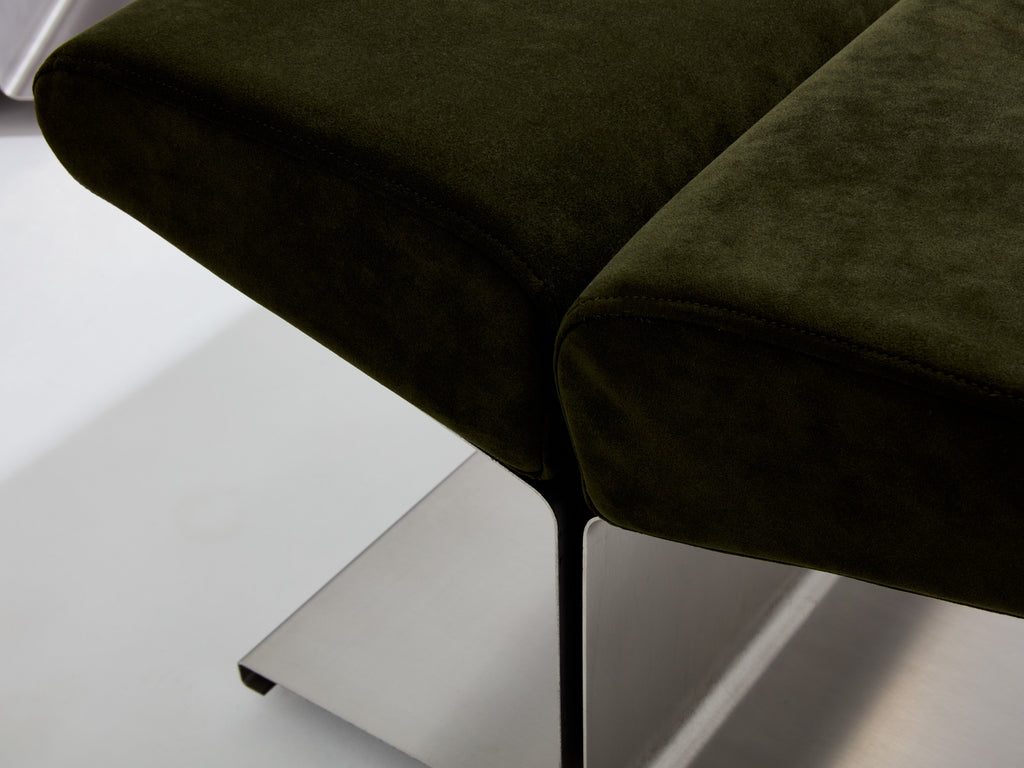 Paul Geoffroy for Uginox stainless steel alcantara ottomans 1975