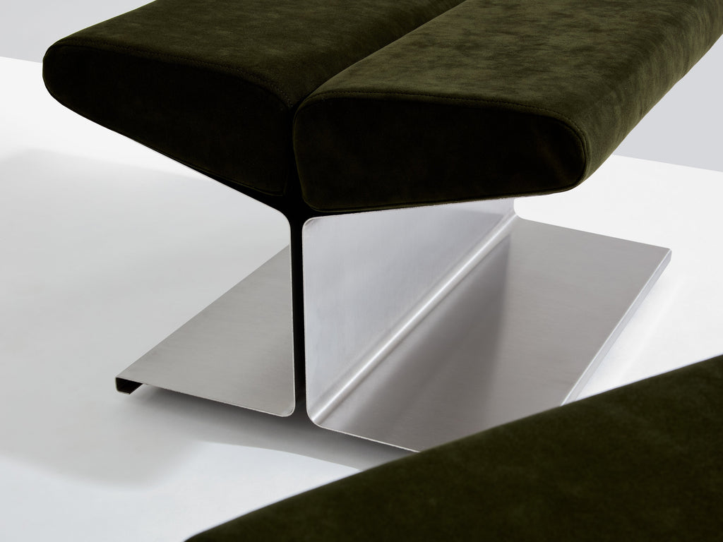Paul Geoffroy for Uginox stainless steel alcantara ottomans 1975