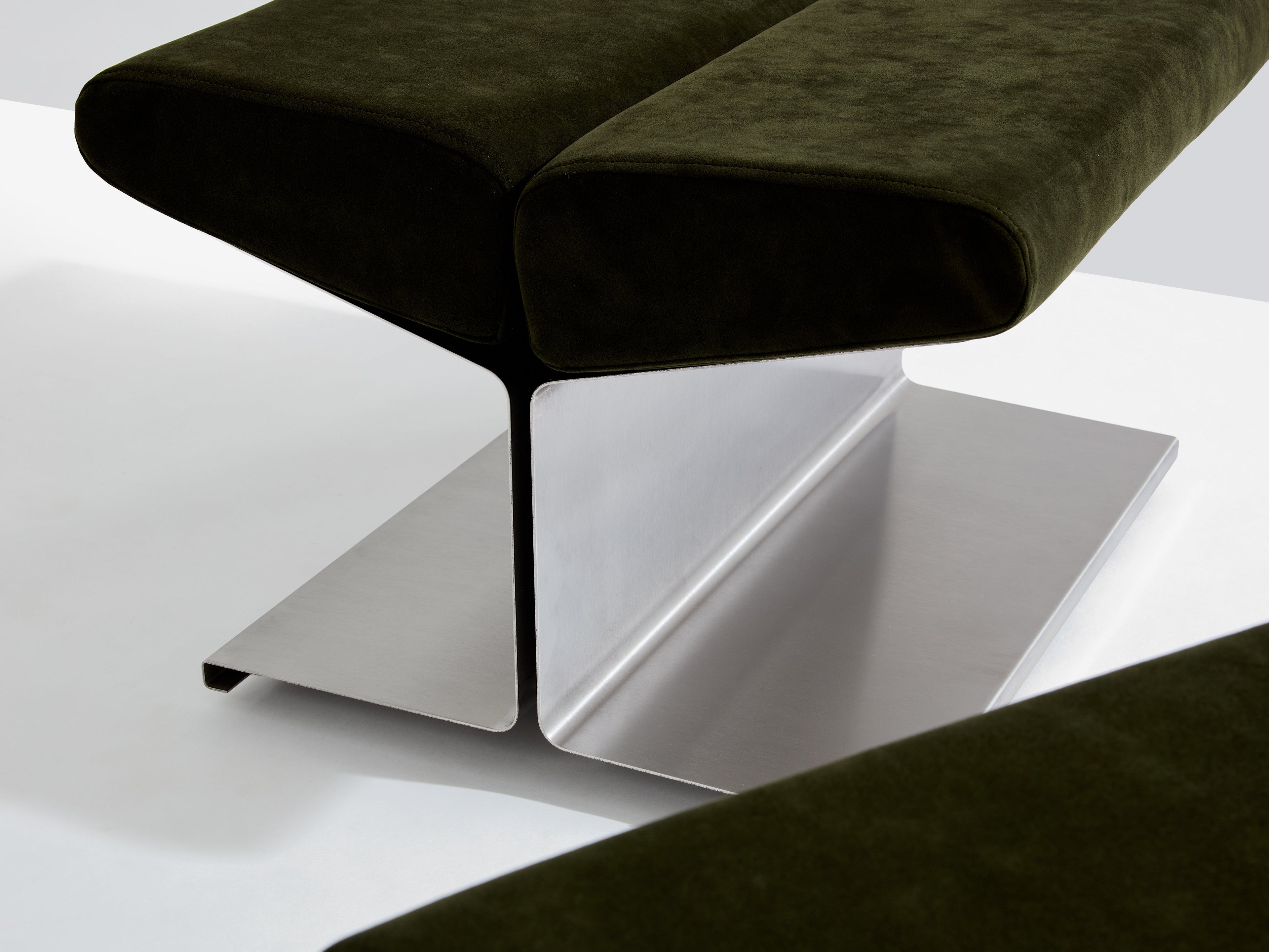 Paul Geoffroy for Uginox stainless steel alcantara ottomans 1975