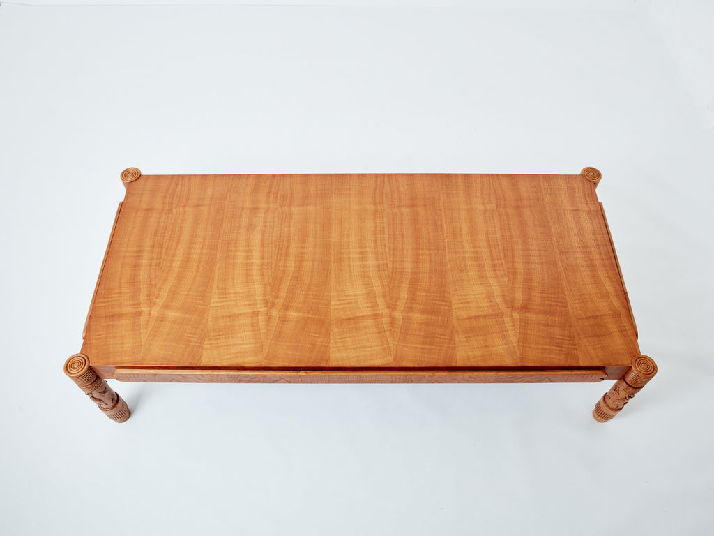 Pier Luigi Colli large carved ashwood coffee table 1950