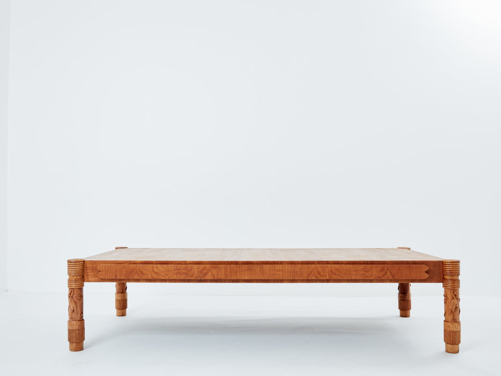Pier Luigi Colli large carved ashwood coffee table 1950