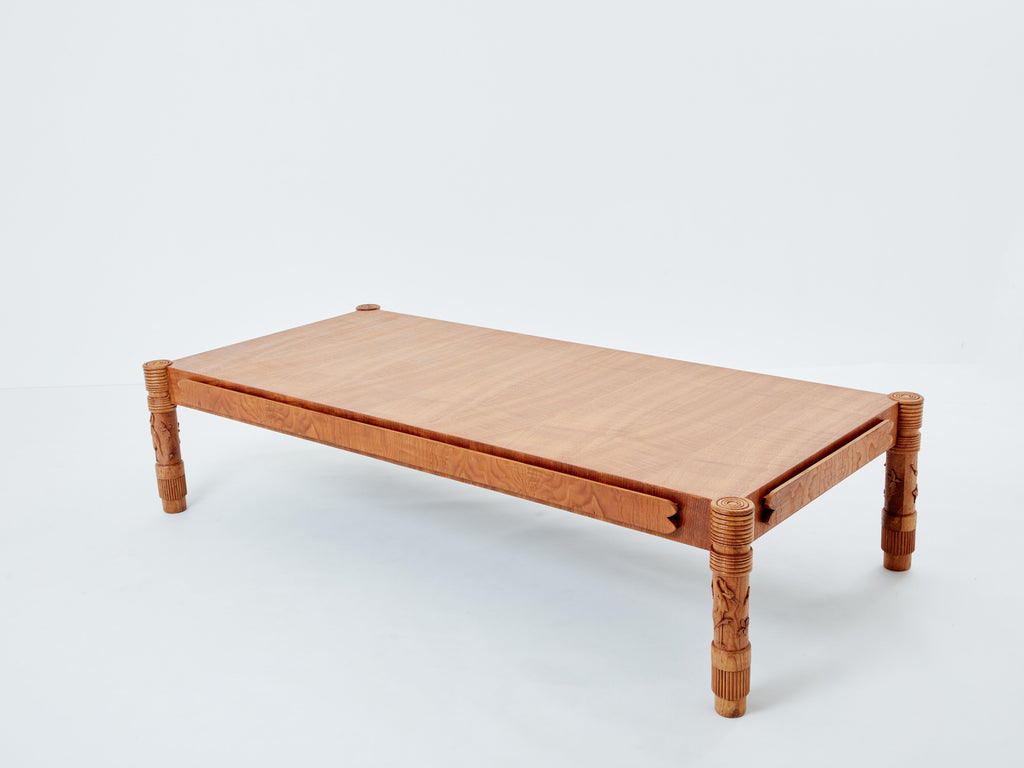 Pier Luigi Colli large carved ashwood coffee table 1950