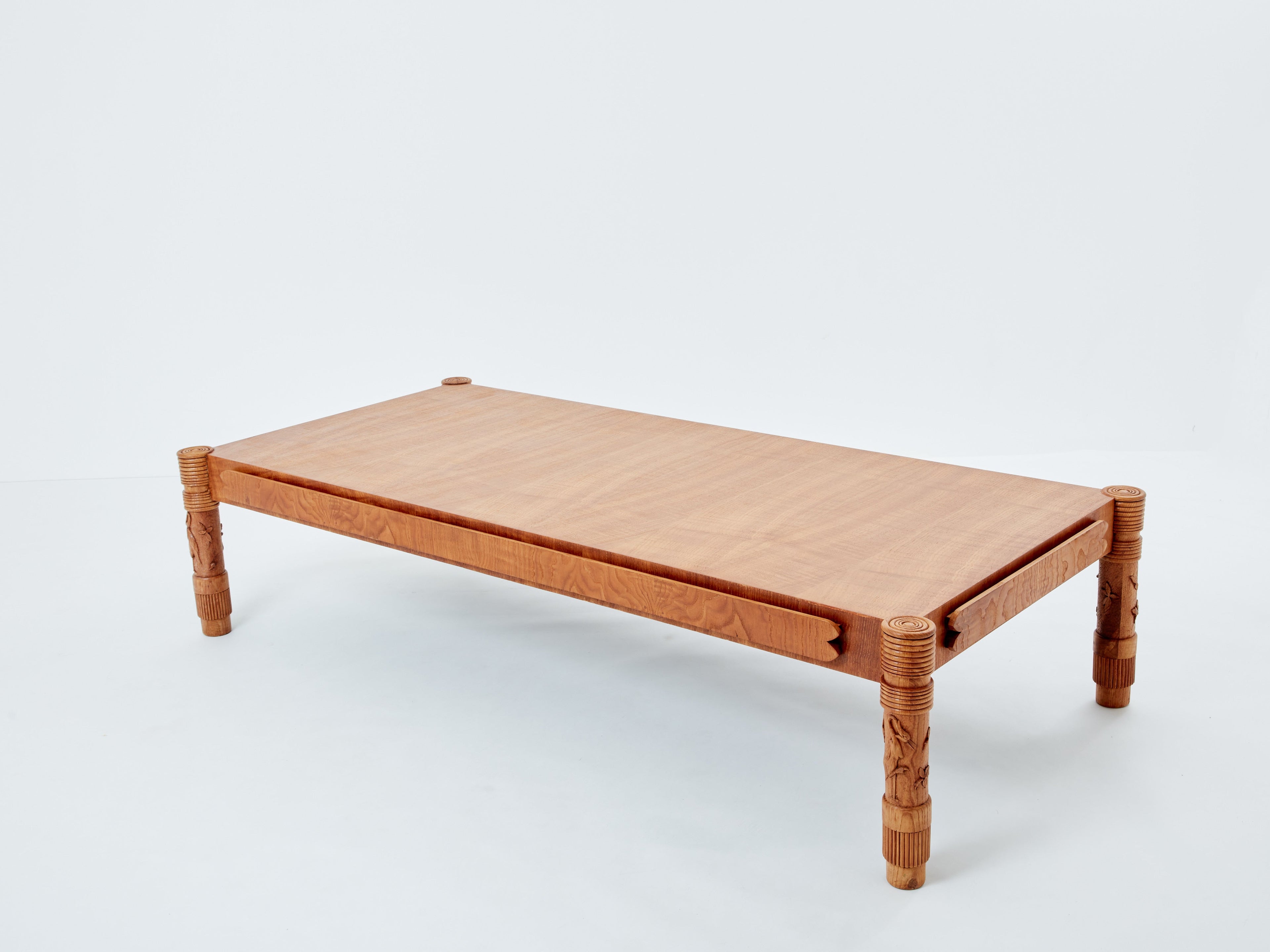 Pier Luigi Colli large carved ashwood coffee table 1950