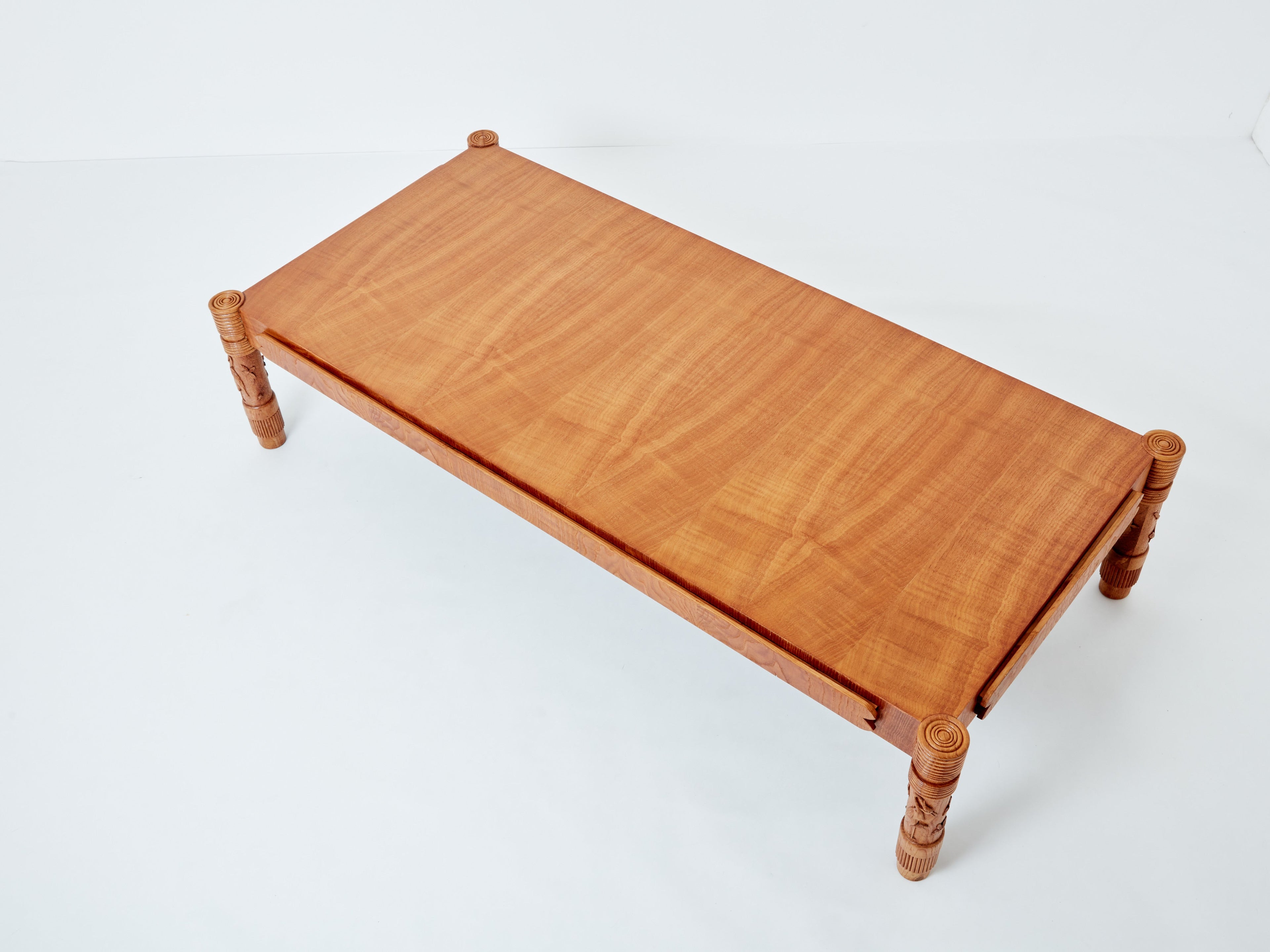Pier Luigi Colli large carved ashwood coffee table 1950