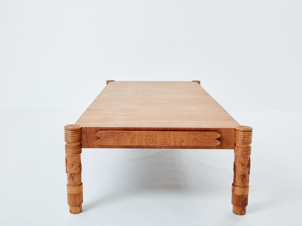 Pier Luigi Colli large carved ashwood coffee table 1950