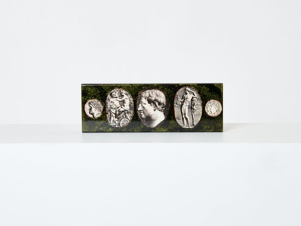 Piero Fornasetti enameled metal and mahogany box 1950