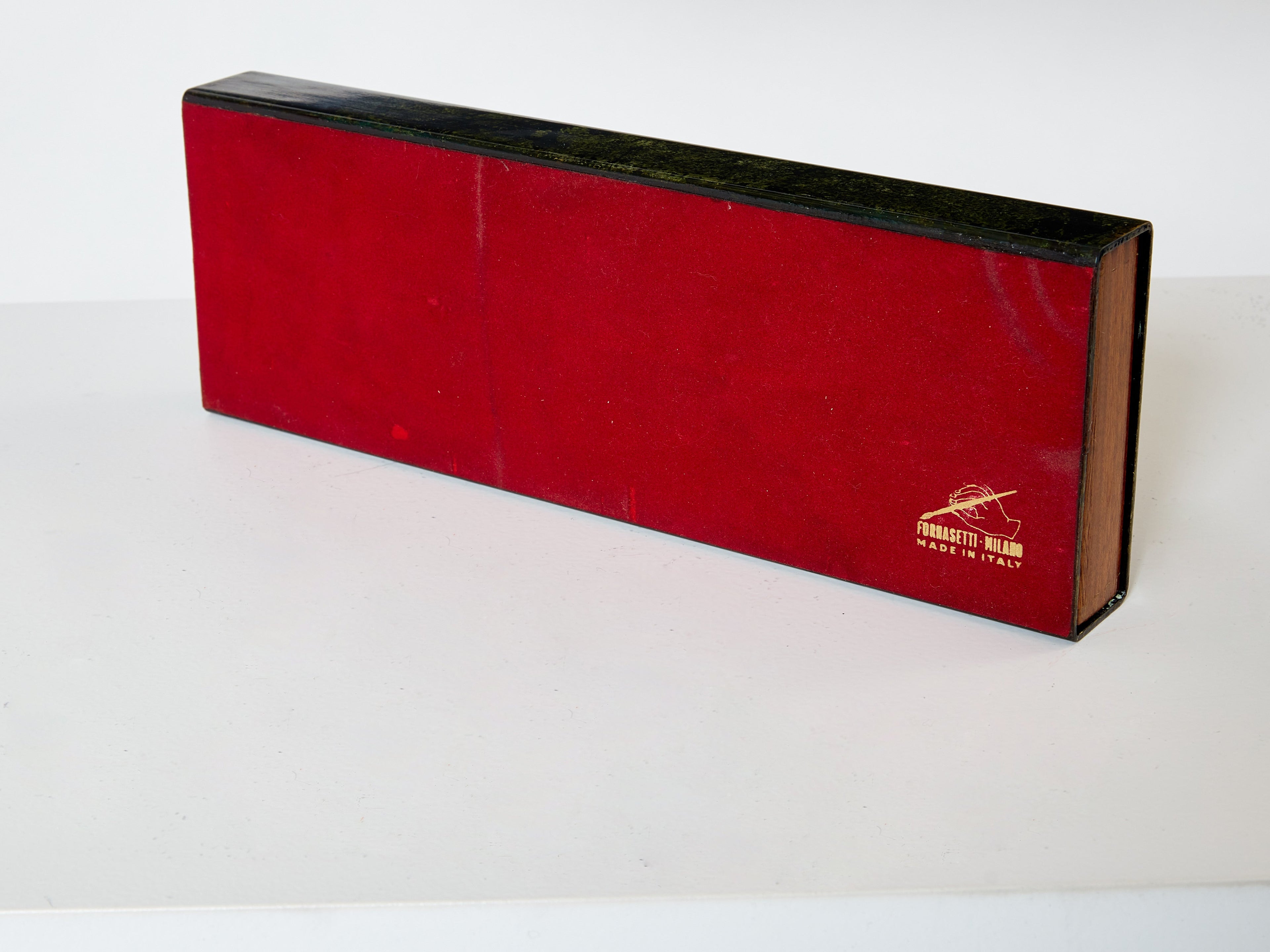 Piero Fornasetti enameled metal and mahogany box 1950
