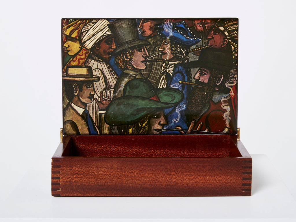 Piero Fornasetti mahogany painted wood box 1950