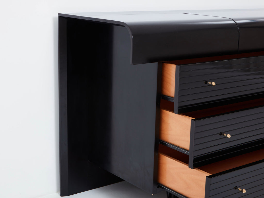 Pierre Cardin signed commode black lacquered and brass 1980s