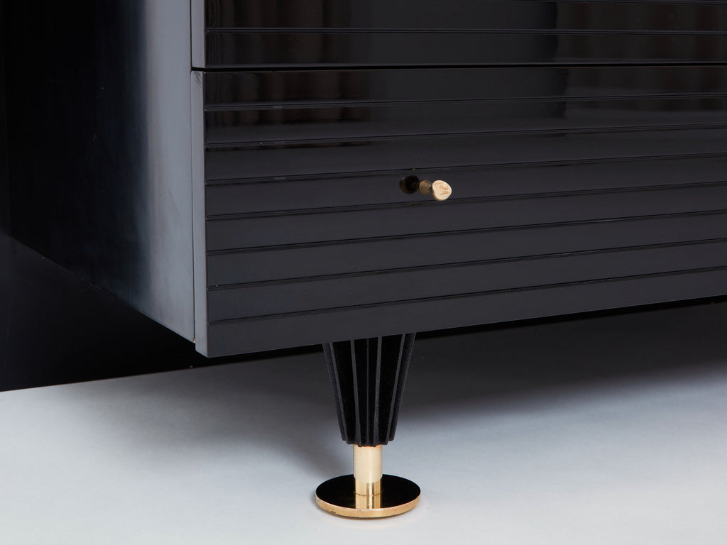 Pierre Cardin signed commode black lacquered and brass 1980s