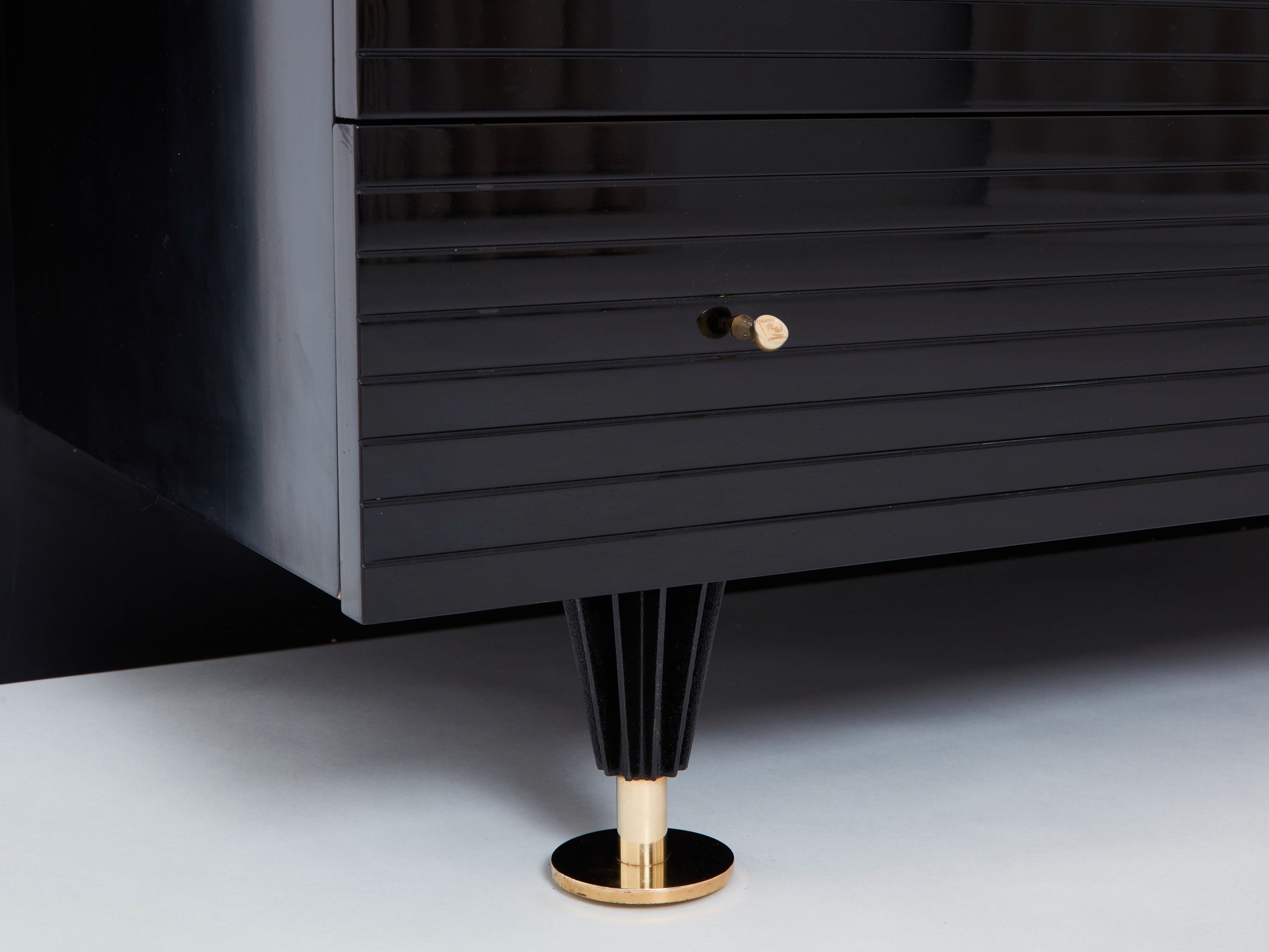 Pierre Cardin signed commode black lacquered and brass 1980s