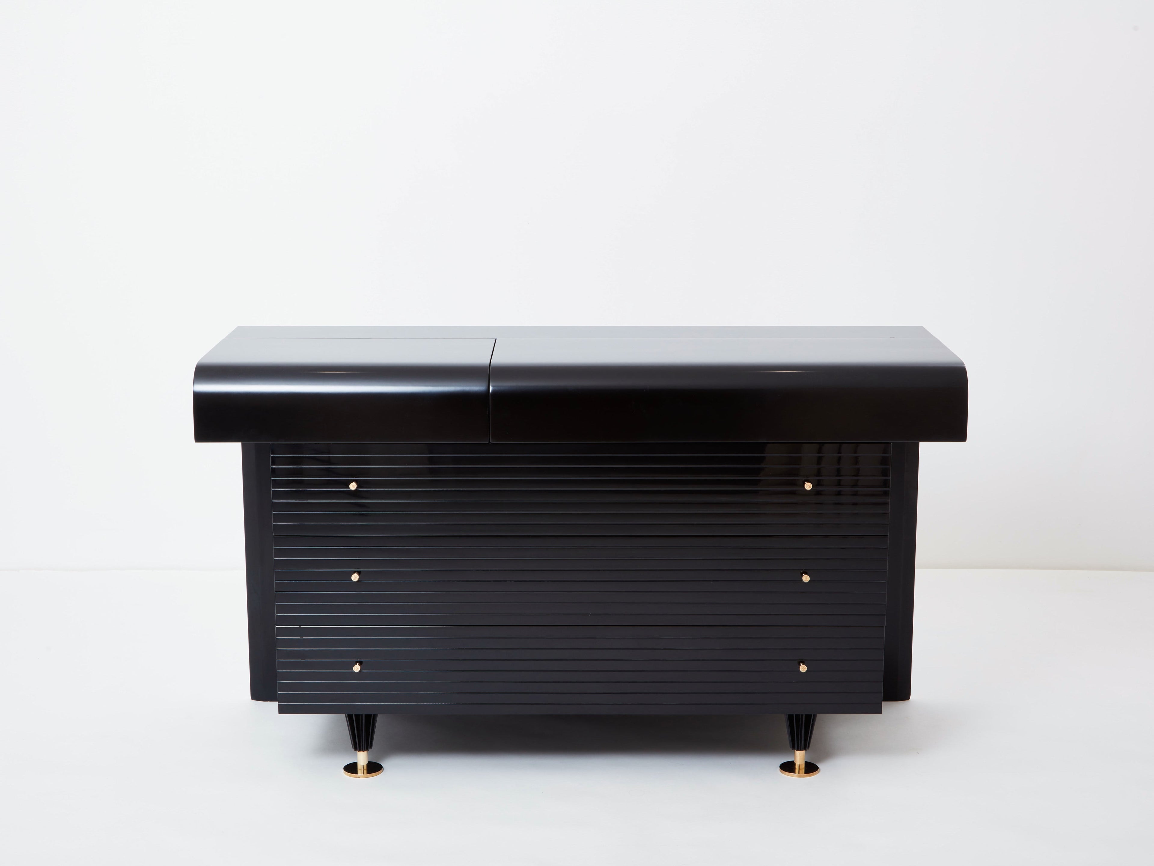 Pierre Cardin signed commode black lacquered and brass 1980s