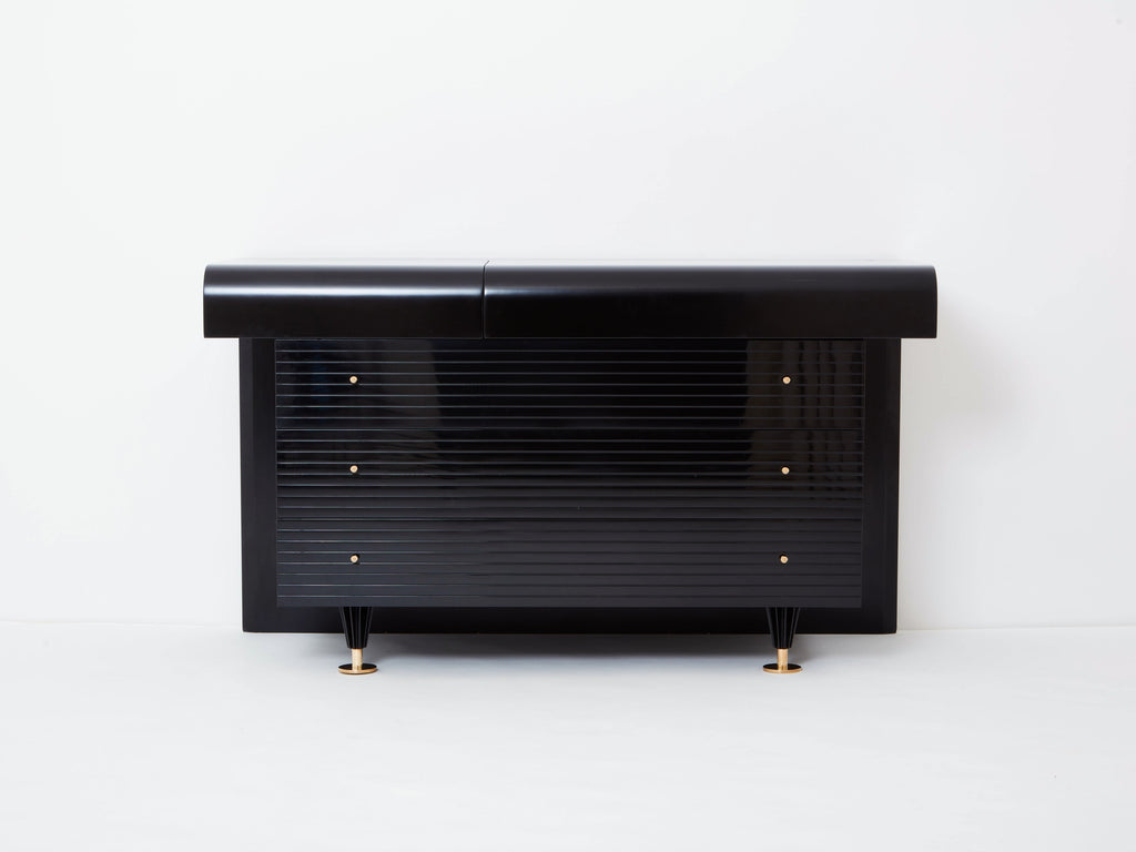 Pierre Cardin signed commode black lacquered and brass 1980s