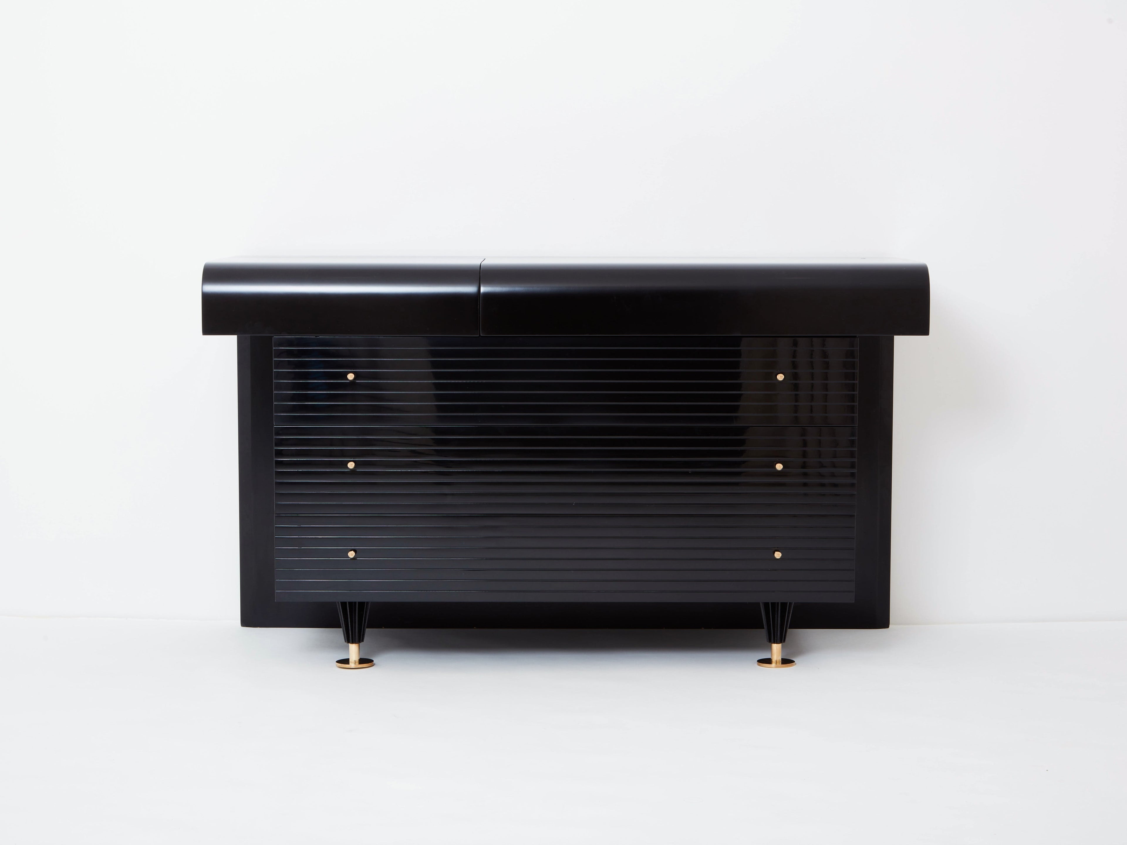 Pierre Cardin signed commode black lacquered and brass 1980s