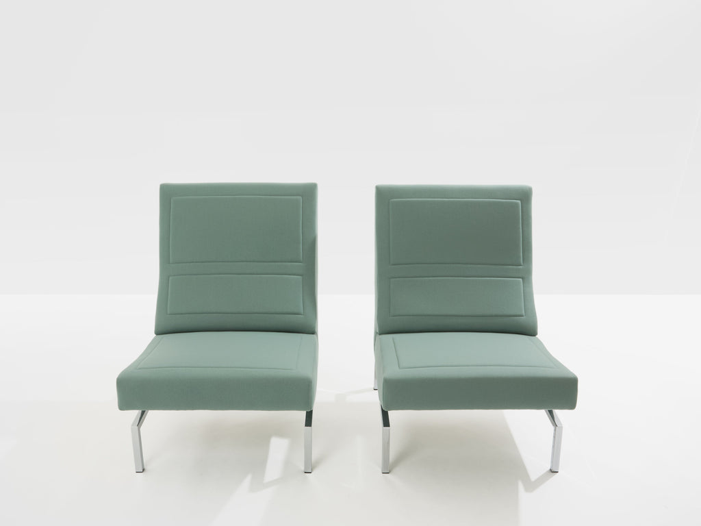 Pierre Paulin pair of CM236 armchairs chrome satin wool velvet 1960