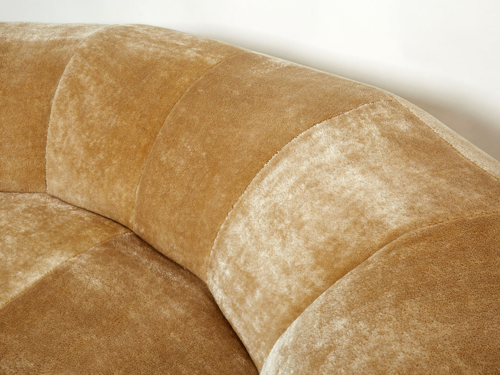 Croissant sofa by Raphael Raffel for Honore Paris in Mohair velvet 1970s