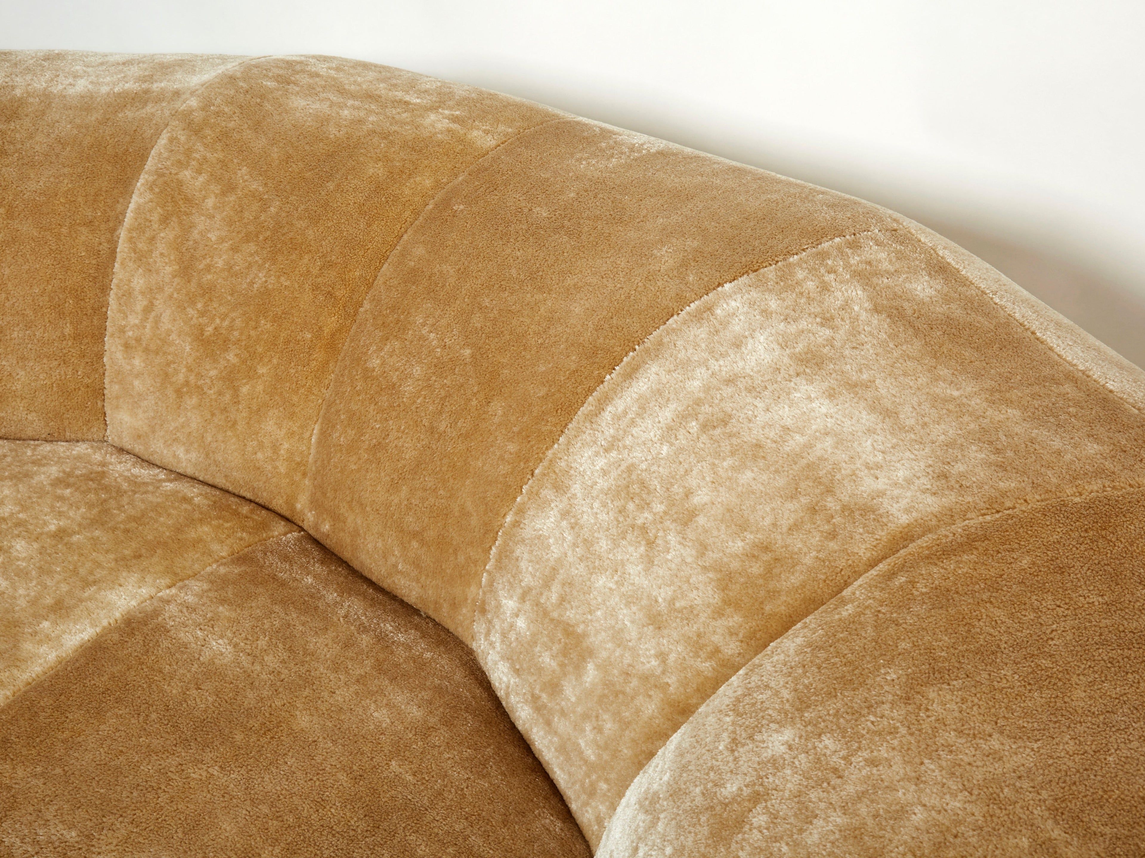 Croissant sofa by Raphael Raffel for Honore Paris in Mohair velvet 1970s