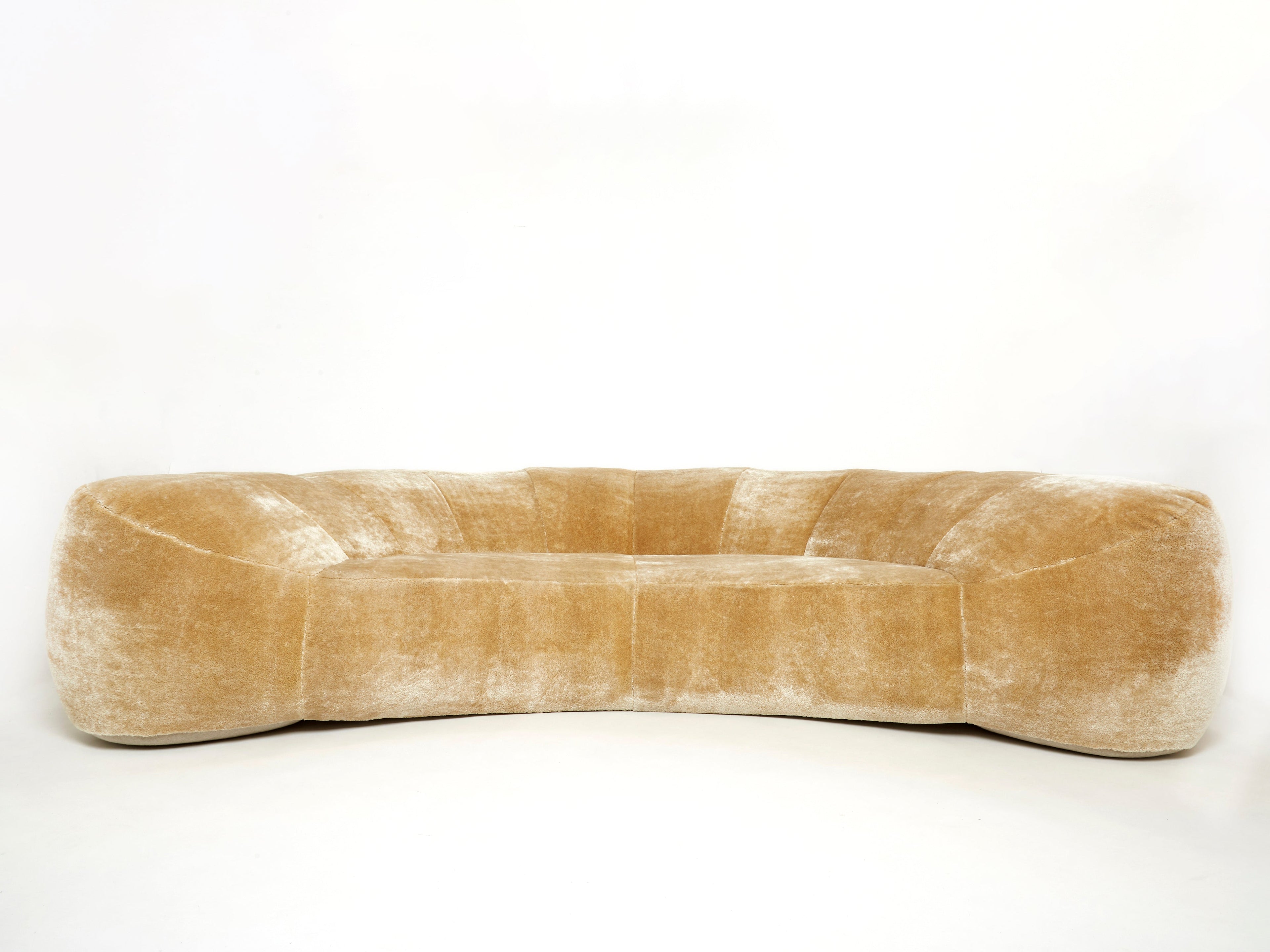 Croissant sofa by Raphael Raffel for Honore Paris in Mohair velvet 1970s