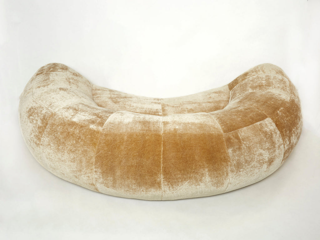 Croissant sofa by Raphael Raffel for Honore Paris in Mohair velvet 1970s