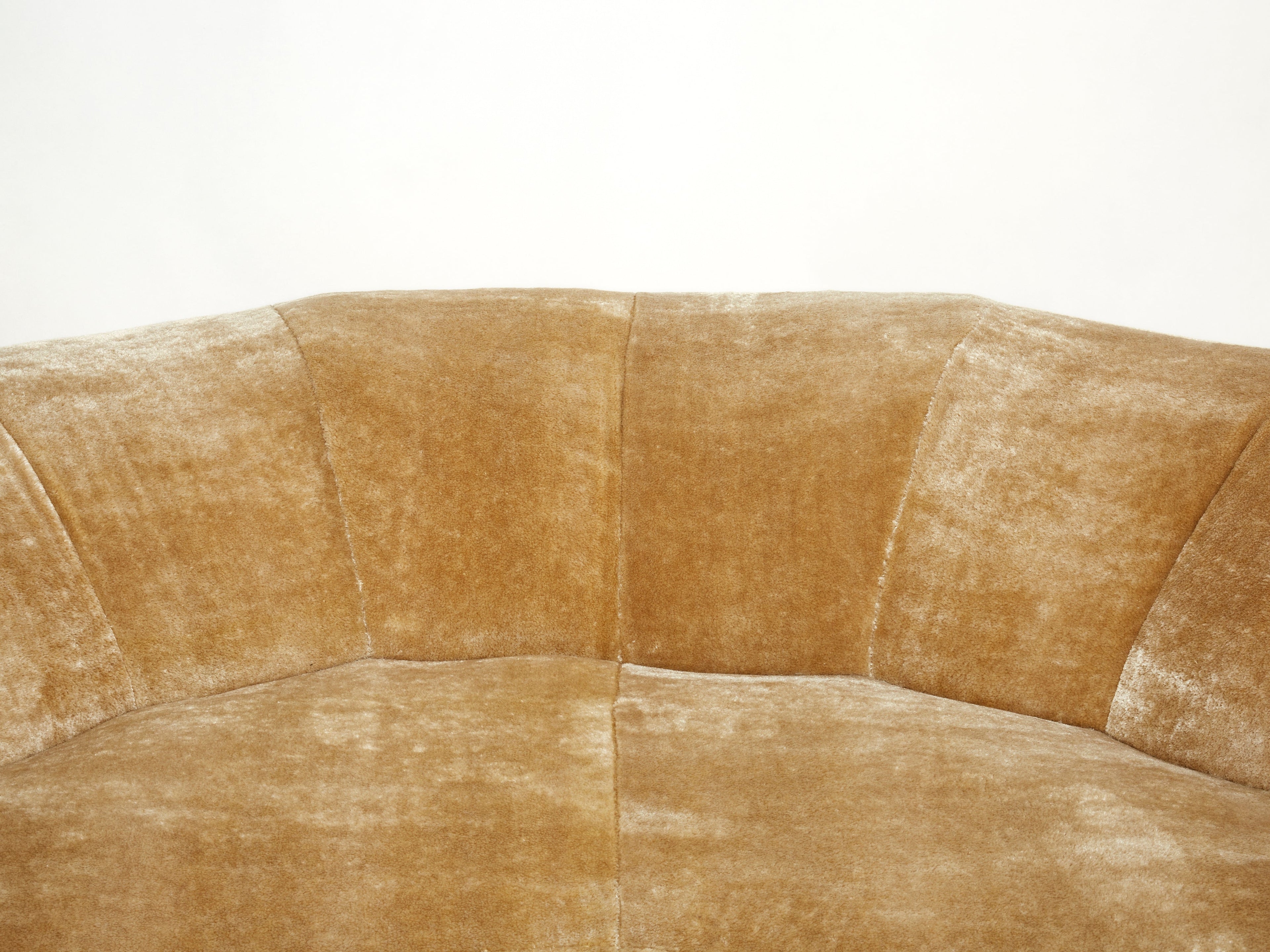 Croissant sofa by Raphael Raffel for Honore Paris in Mohair velvet 1970s