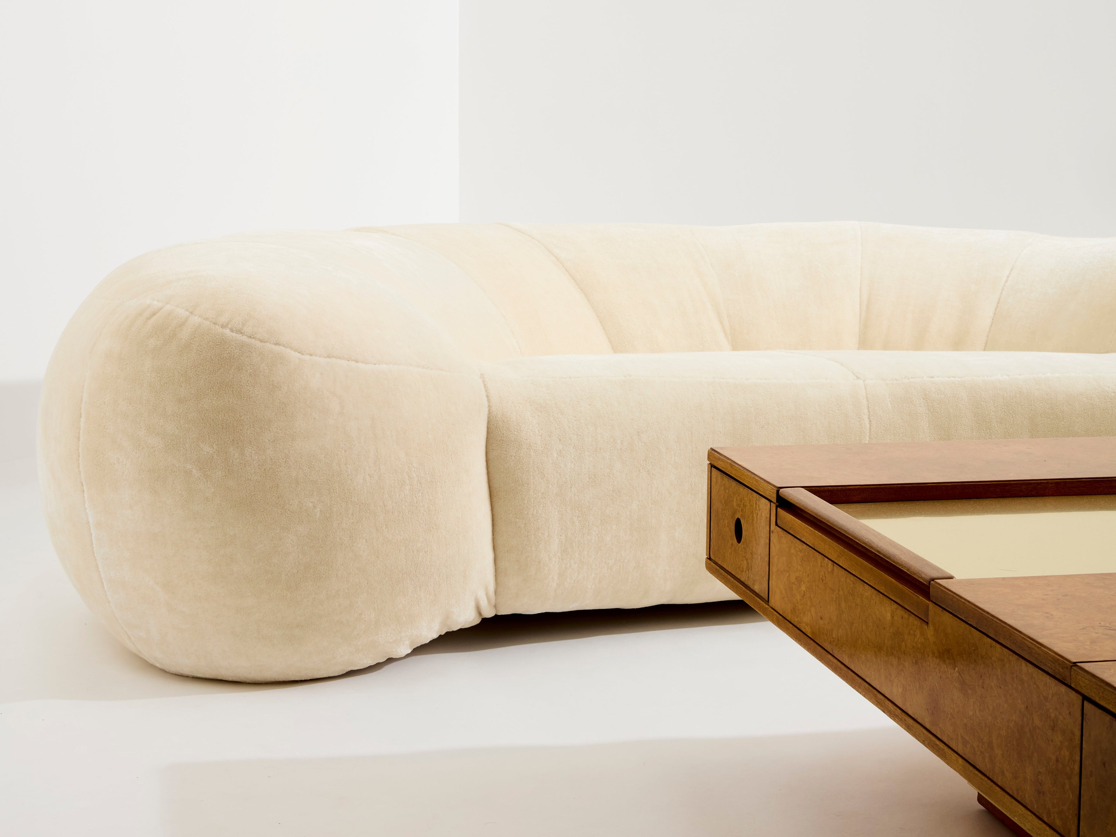 Raphael Raffel croissant sofa in Mohair velvet 1970s