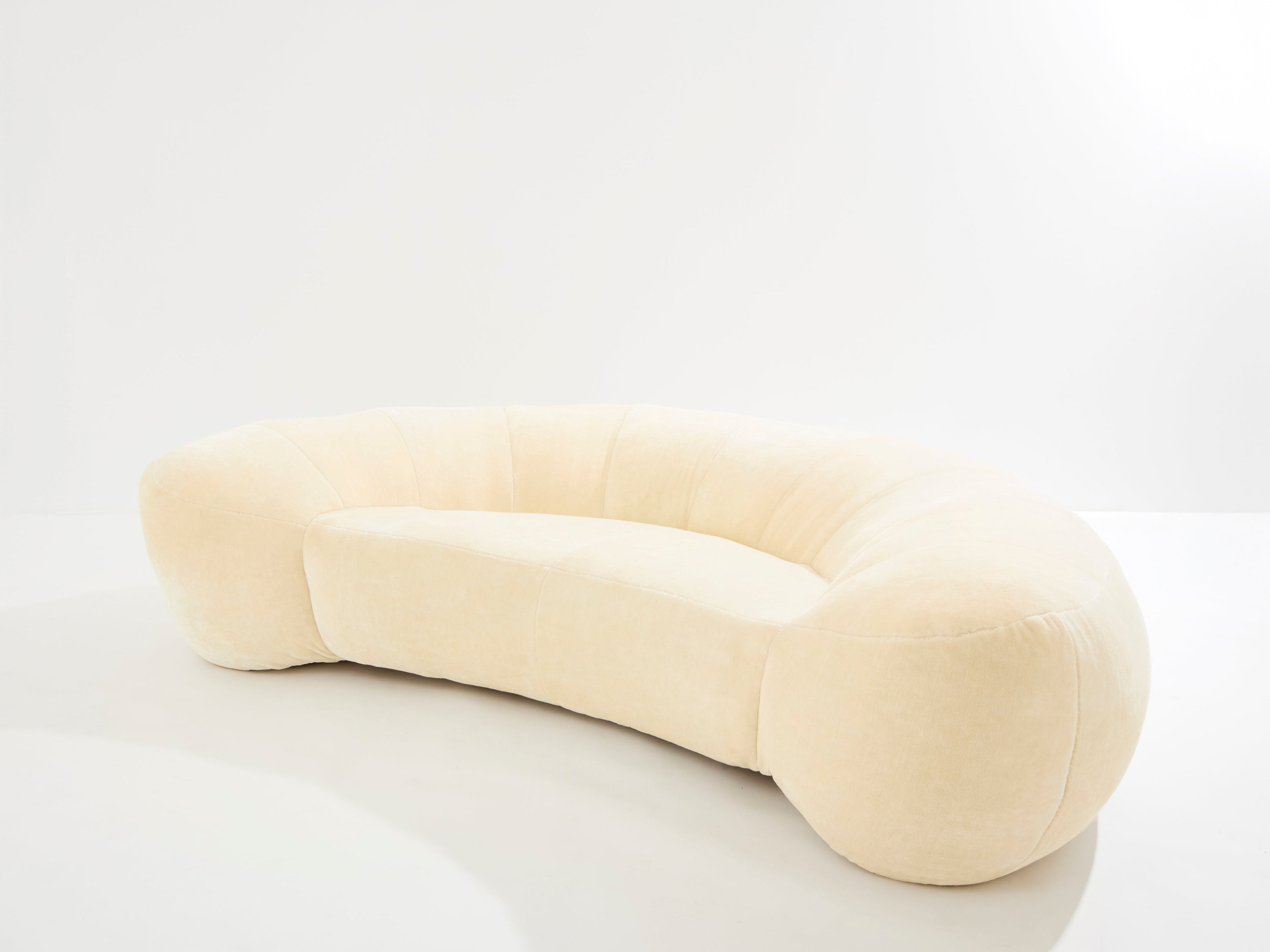 Raphael Raffel croissant sofa in Mohair velvet 1970s
