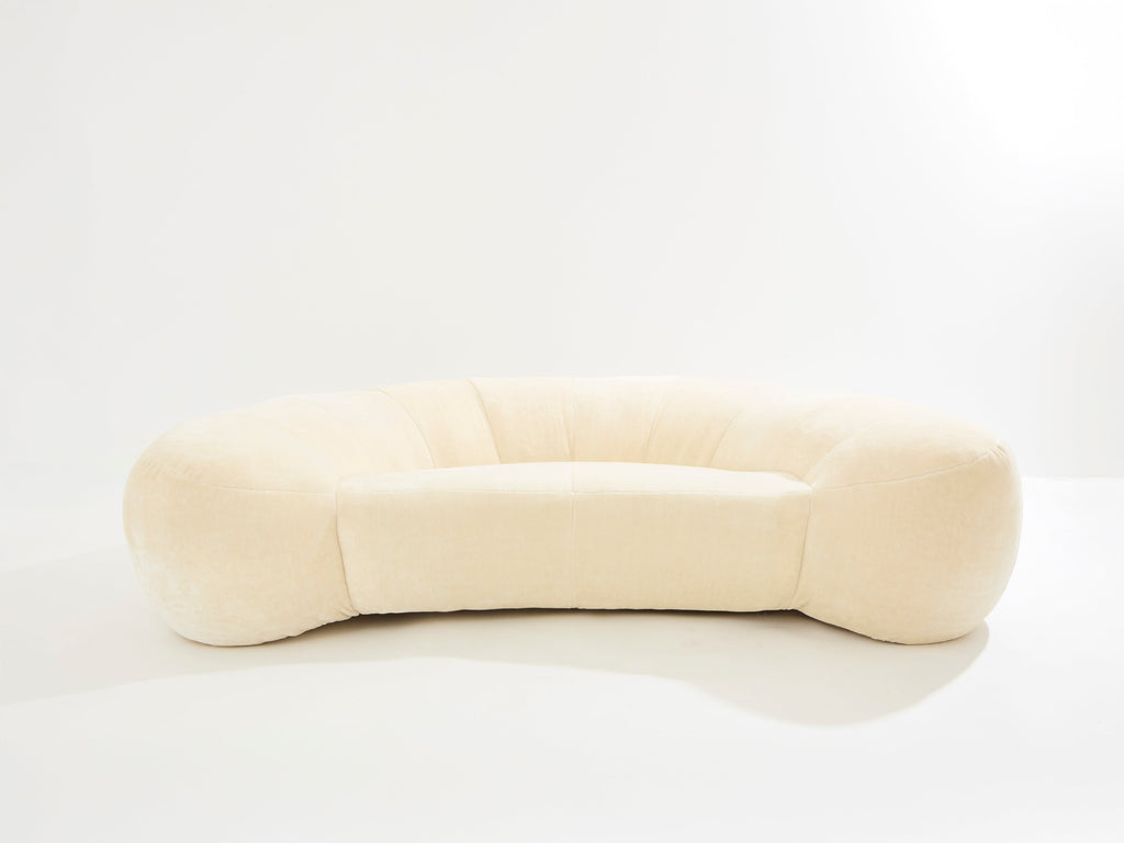 Raphael Raffel croissant sofa in Mohair velvet 1970s