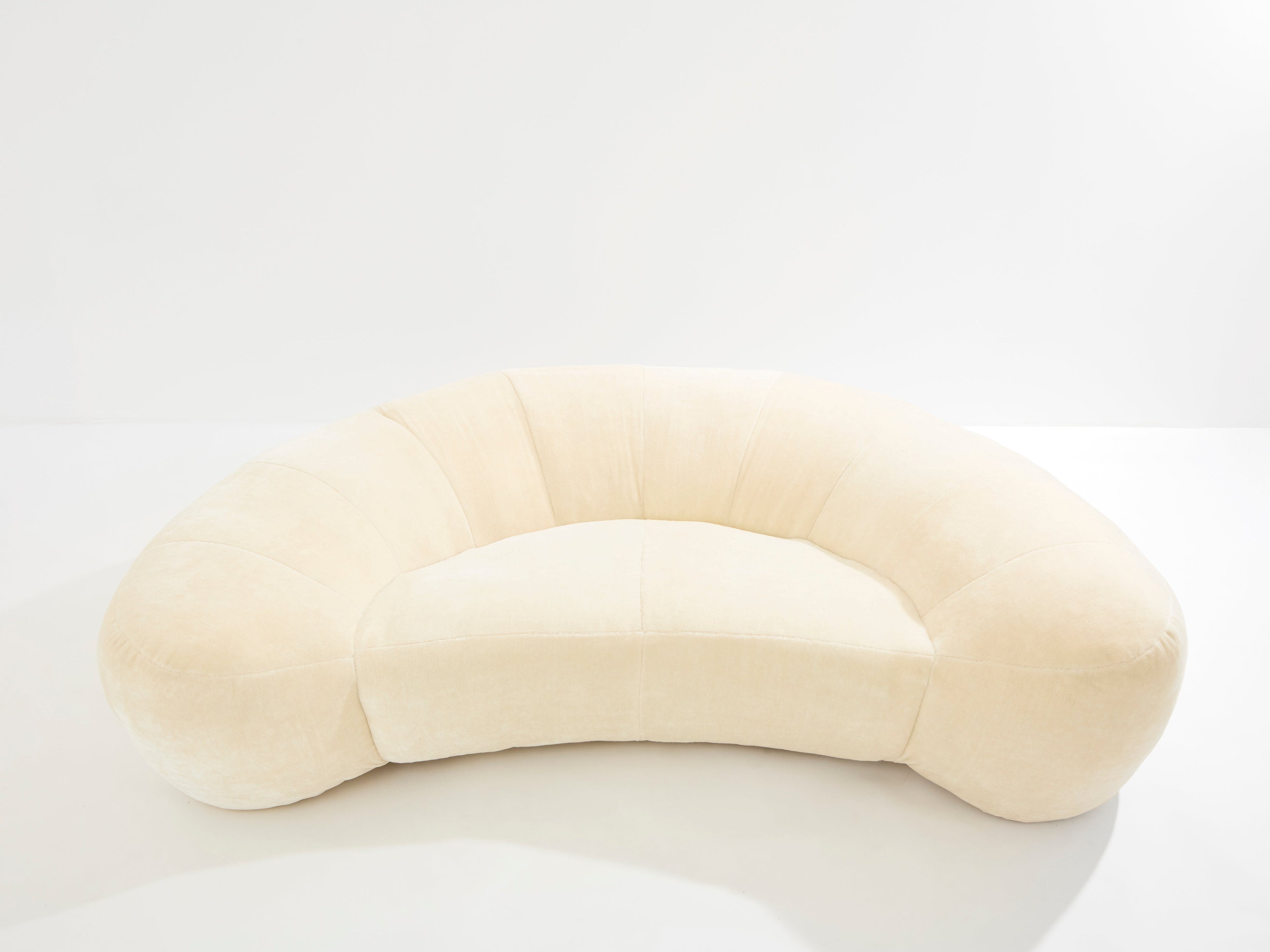 Raphael Raffel croissant sofa in Mohair velvet 1970s