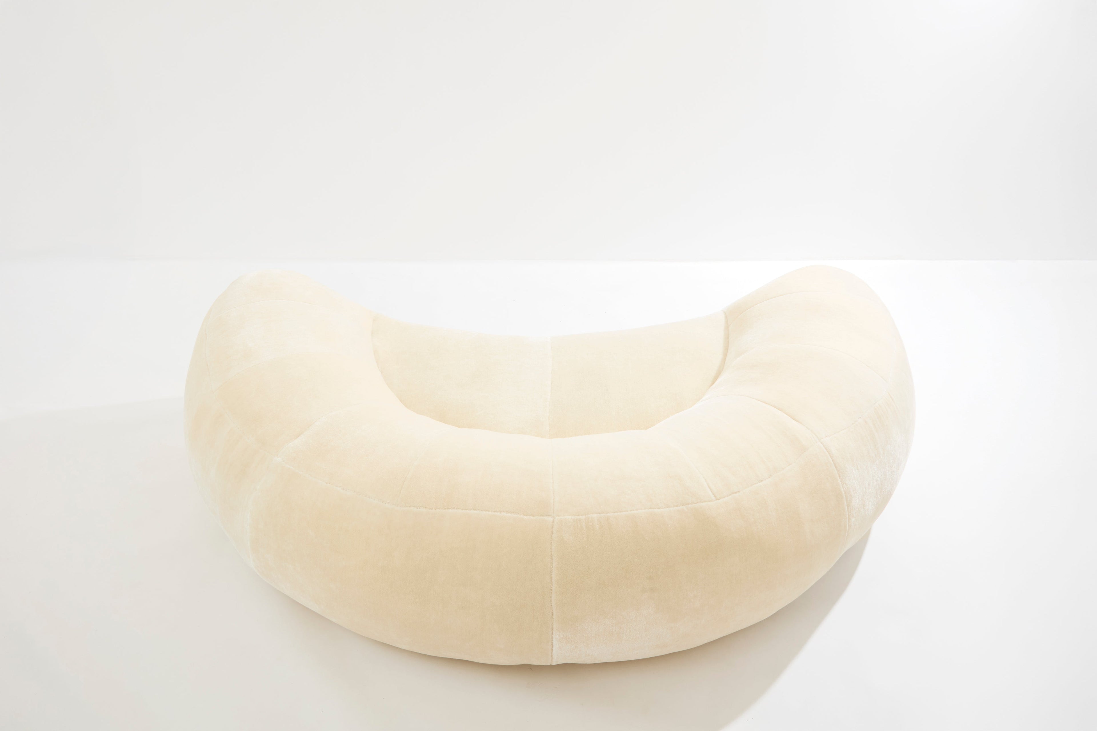 Raphael Raffel croissant sofa in Mohair velvet 1970s