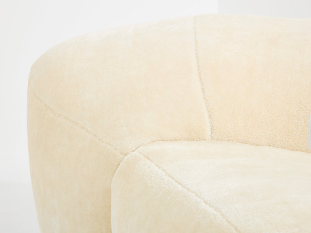 Raphael Raffel croissant sofa in Mohair velvet 1970s
