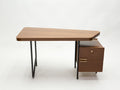 Rare French desk Georges Frydman mahogany black metal brass 1950s