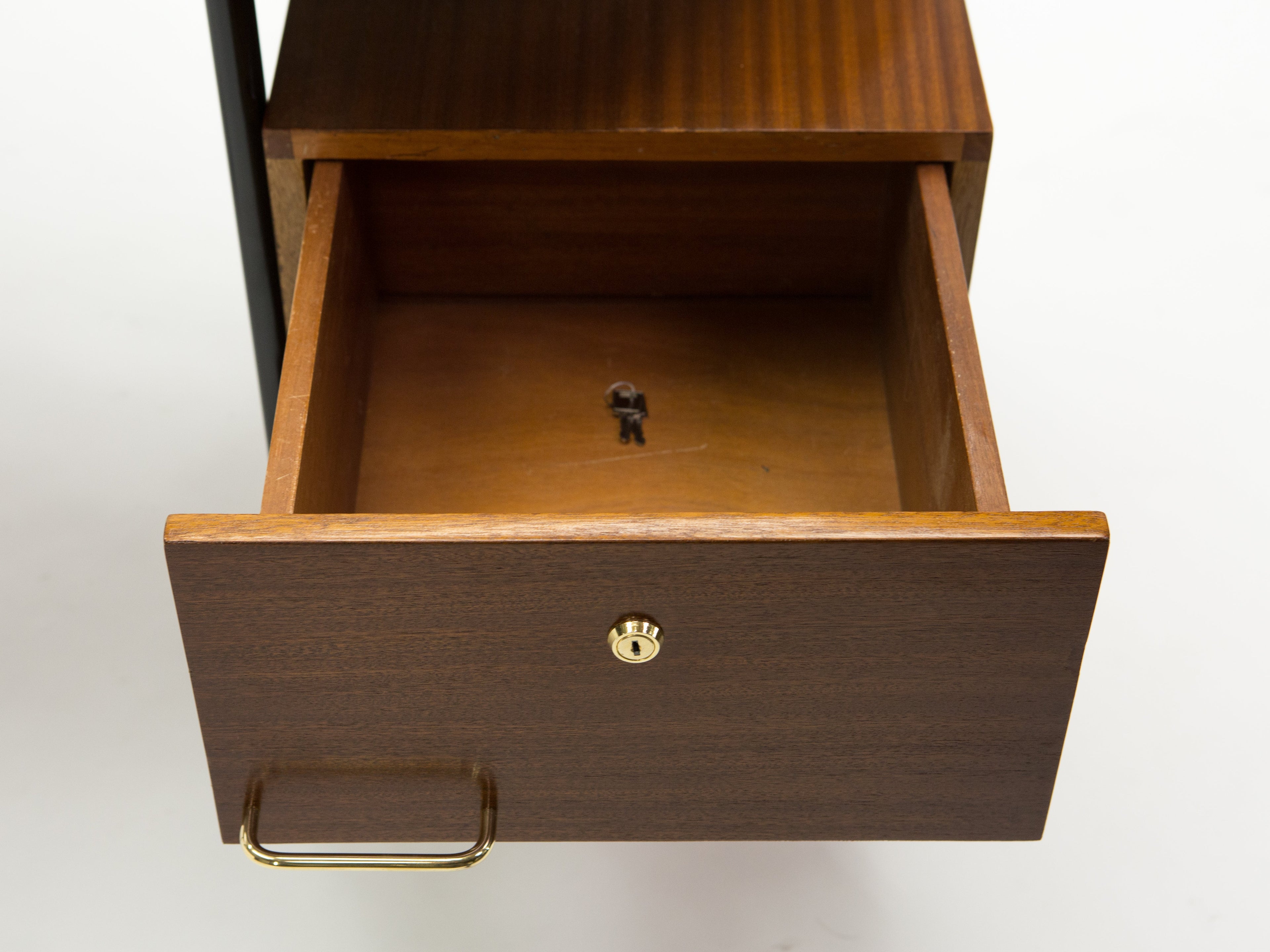 Rare French desk Georges Frydman mahogany black metal brass 1950s