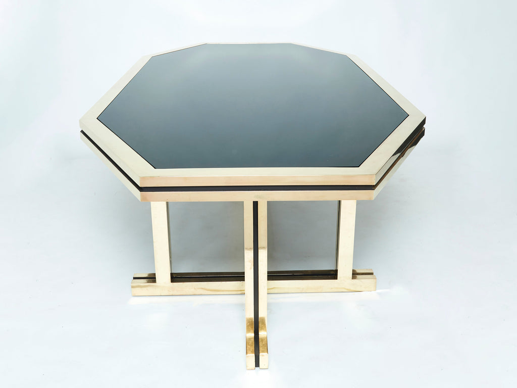 Rare brass black opaline glass Maison Jansen dining table 1970s