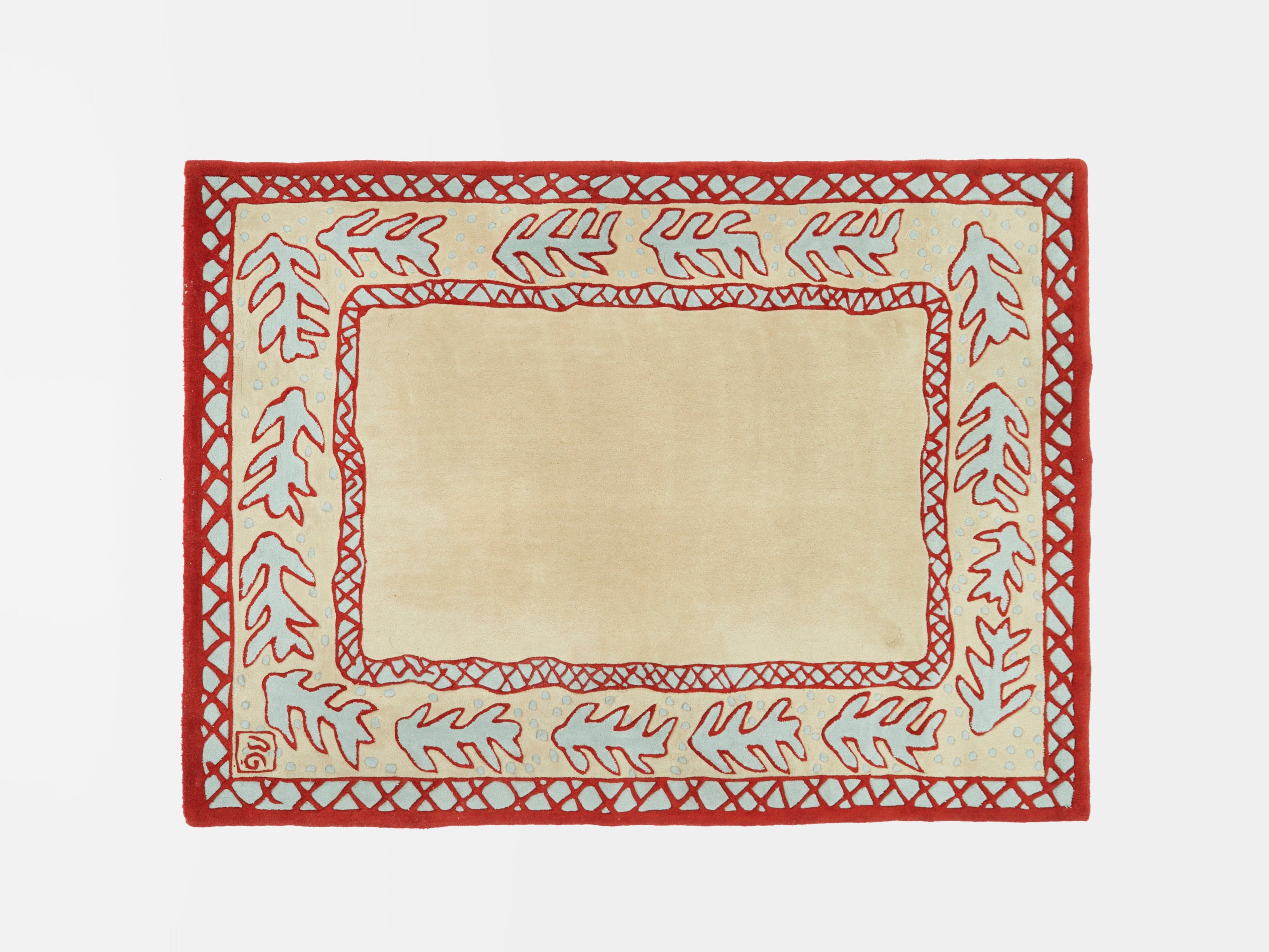 Red beige and light green wool Rug by Garouste & Bonetti 1993