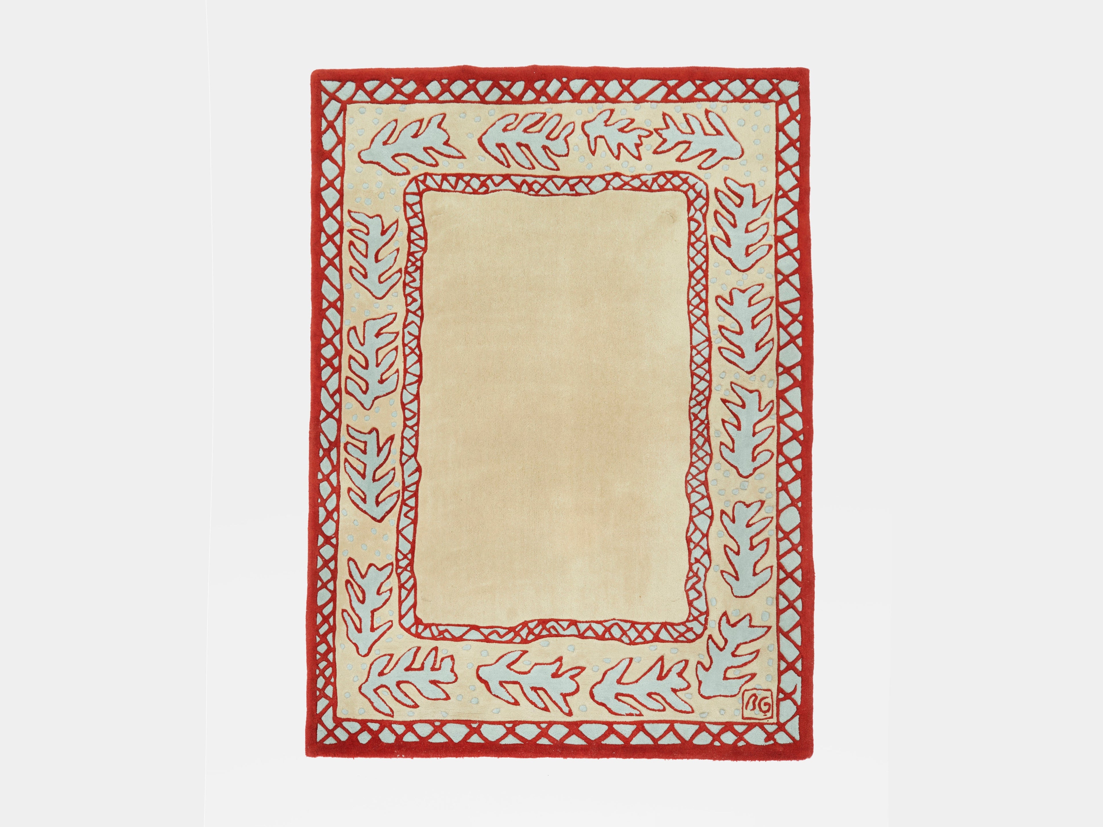 Red beige and light green wool Rug by Garouste & Bonetti 1993