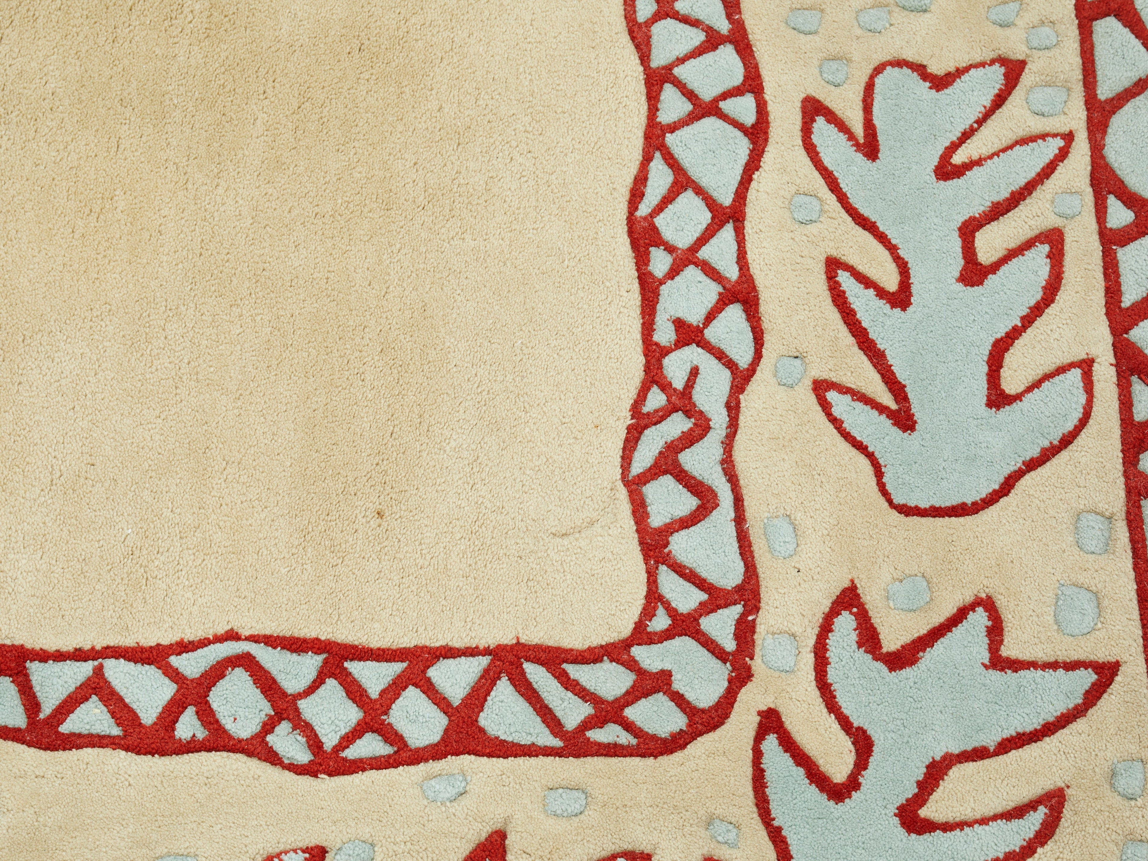 Red beige and light green wool Rug by Garouste & Bonetti 1993