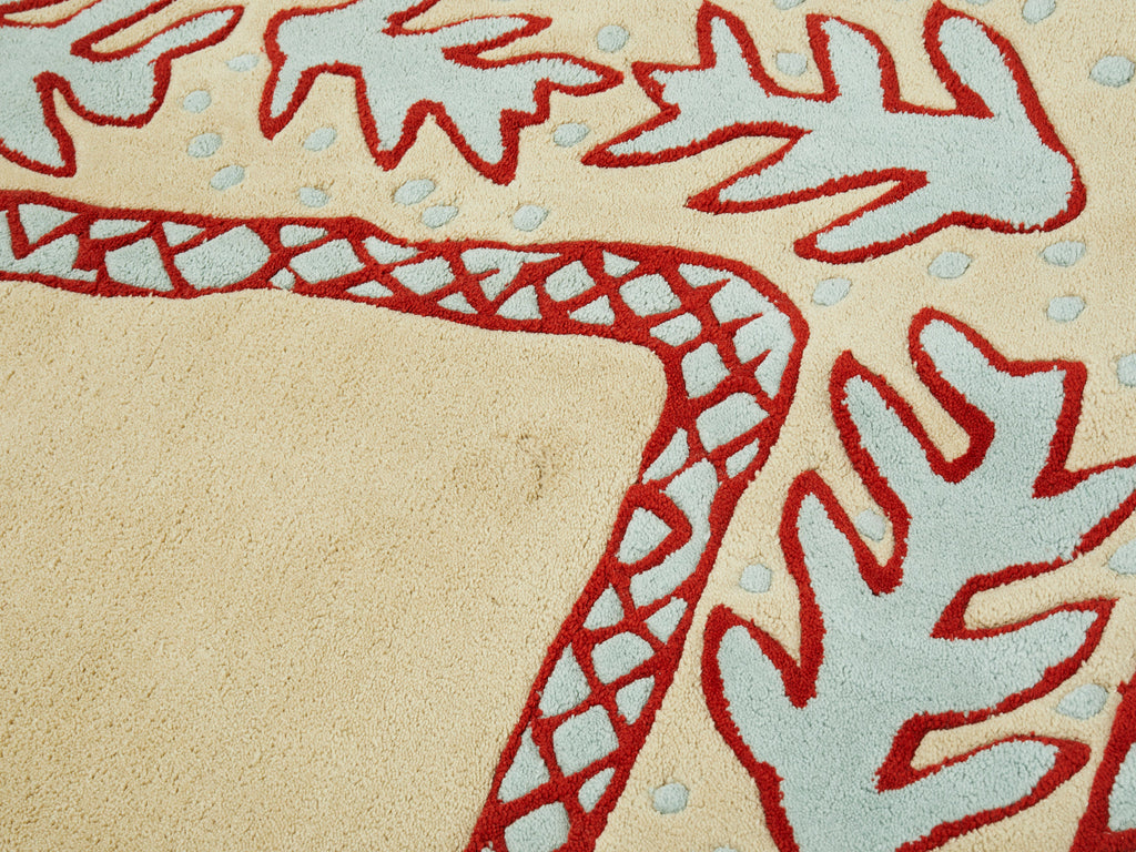 Red beige and light green wool Rug by Garouste & Bonetti 1993