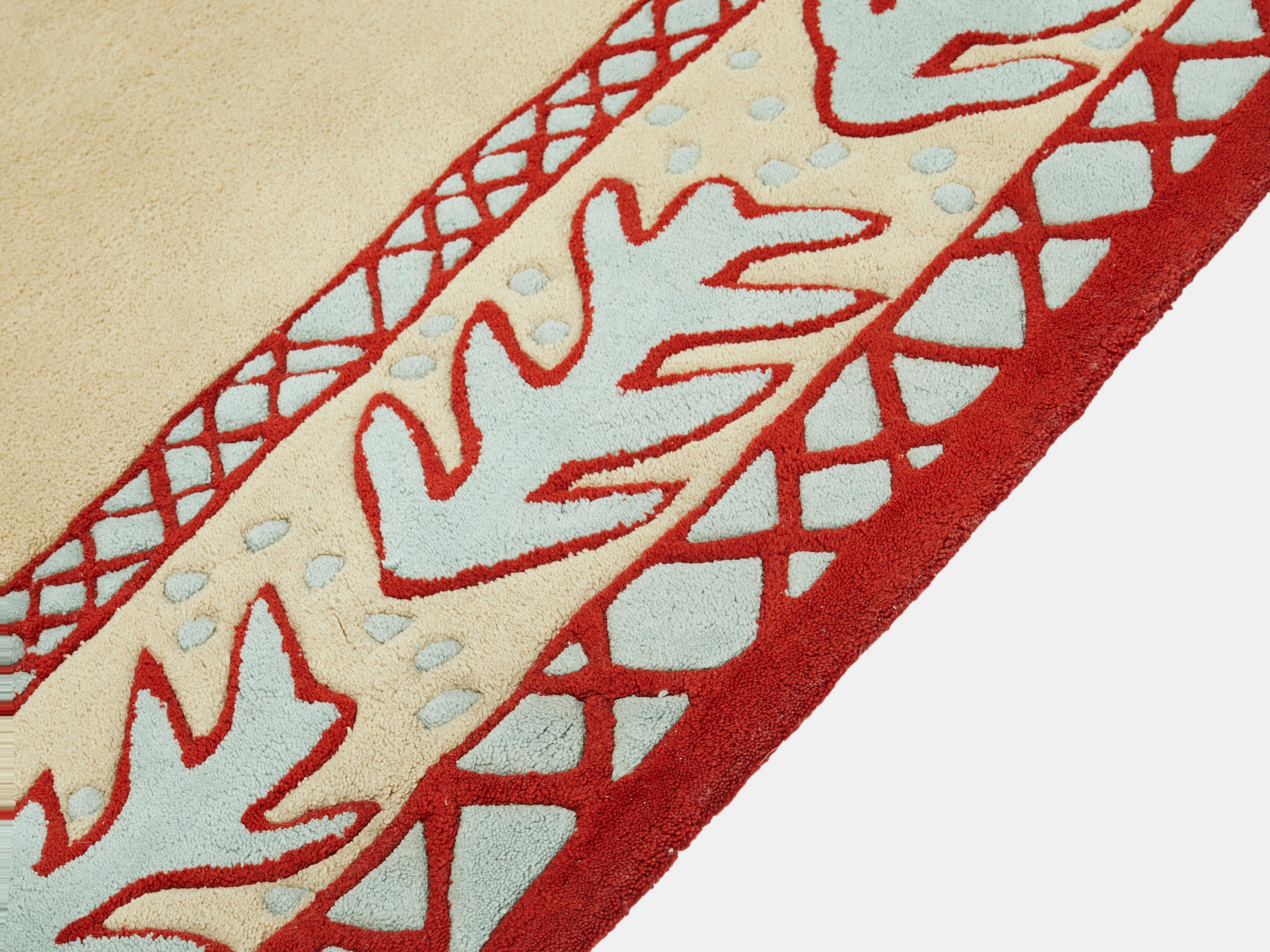 Red beige and light green wool Rug by Garouste & Bonetti 1993