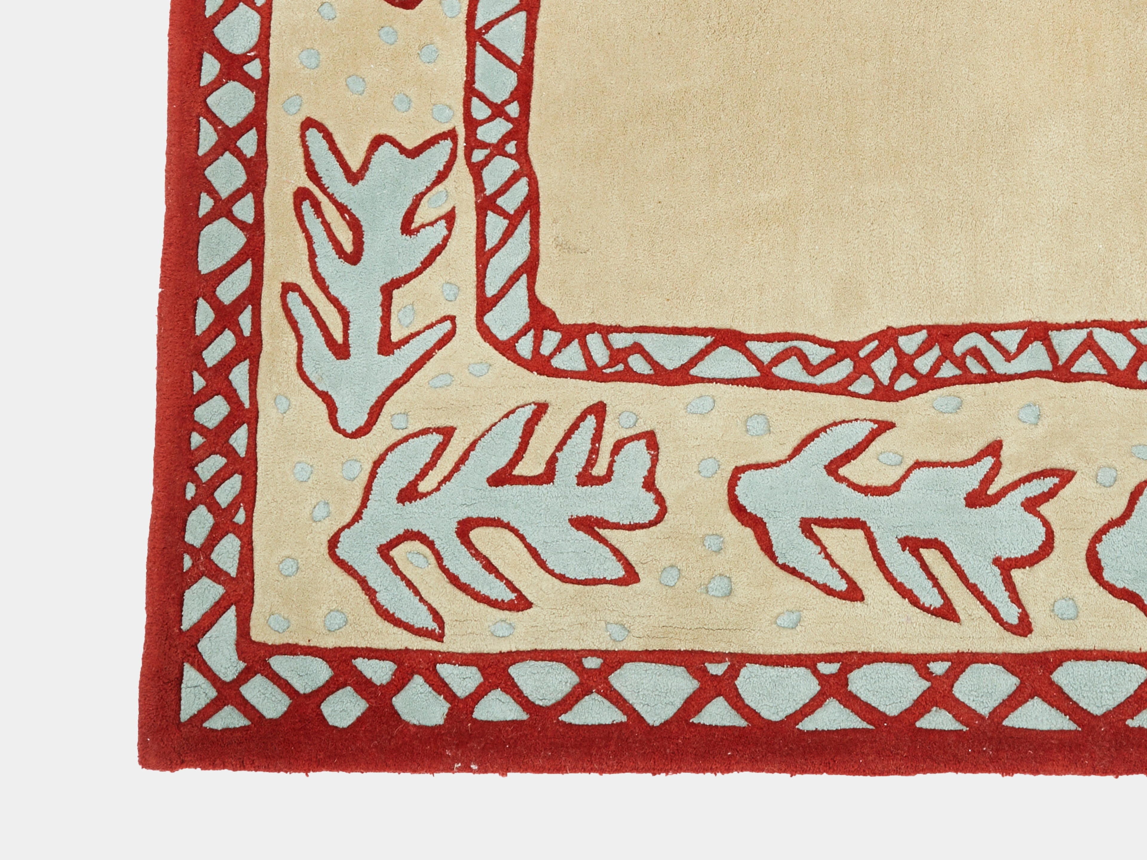 Red beige and light green wool Rug by Garouste & Bonetti 1993