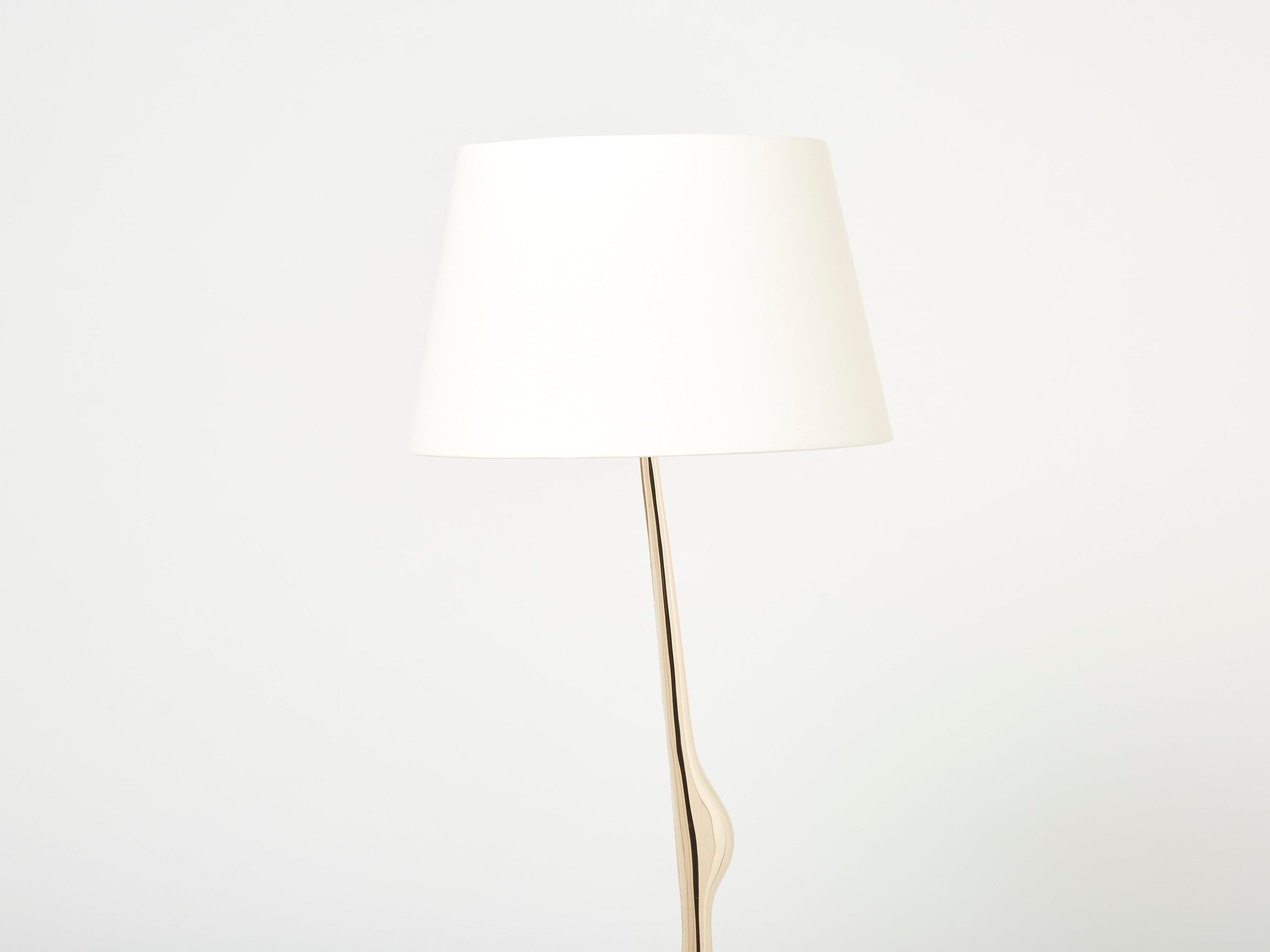 Signed René Broissand polished bronze lucite heron floor lamp 1970s