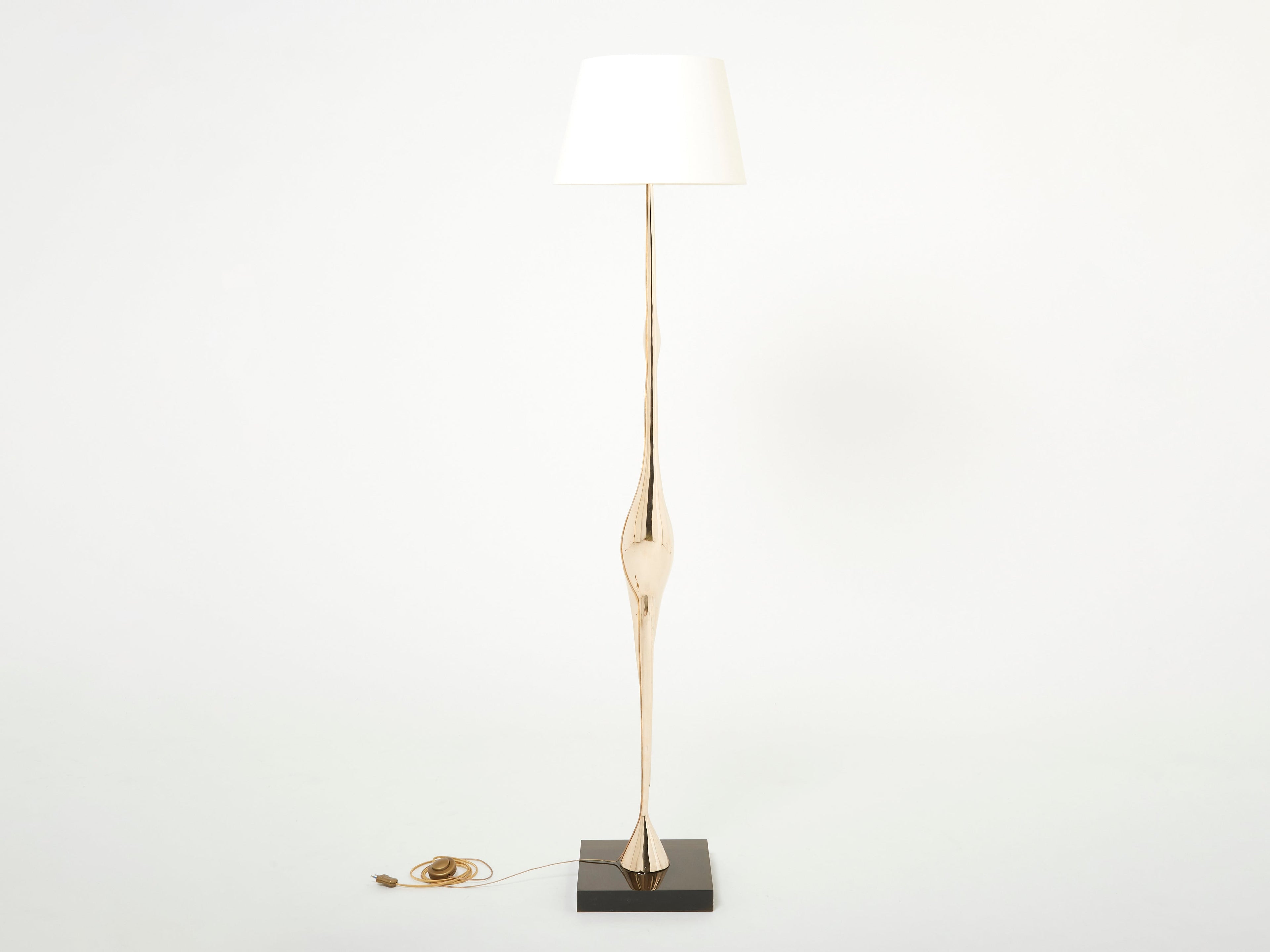Signed René Broissand polished bronze lucite heron floor lamp 1970s