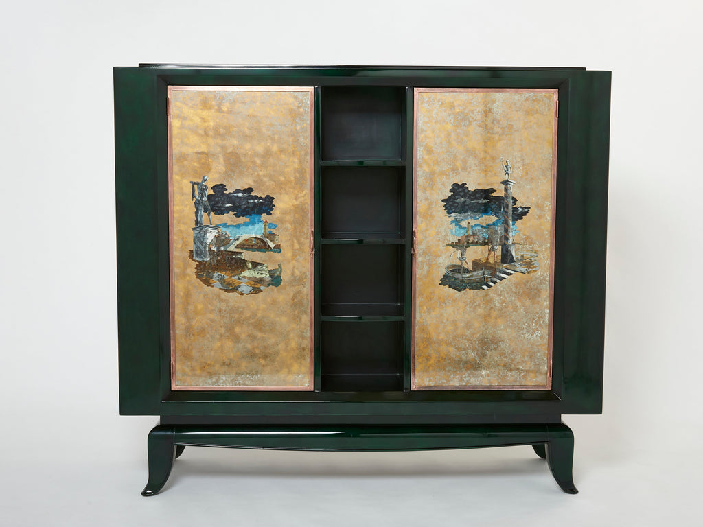 René Drouet and Pierre Adrien Ekman Art deco lacquered cabinet 1938