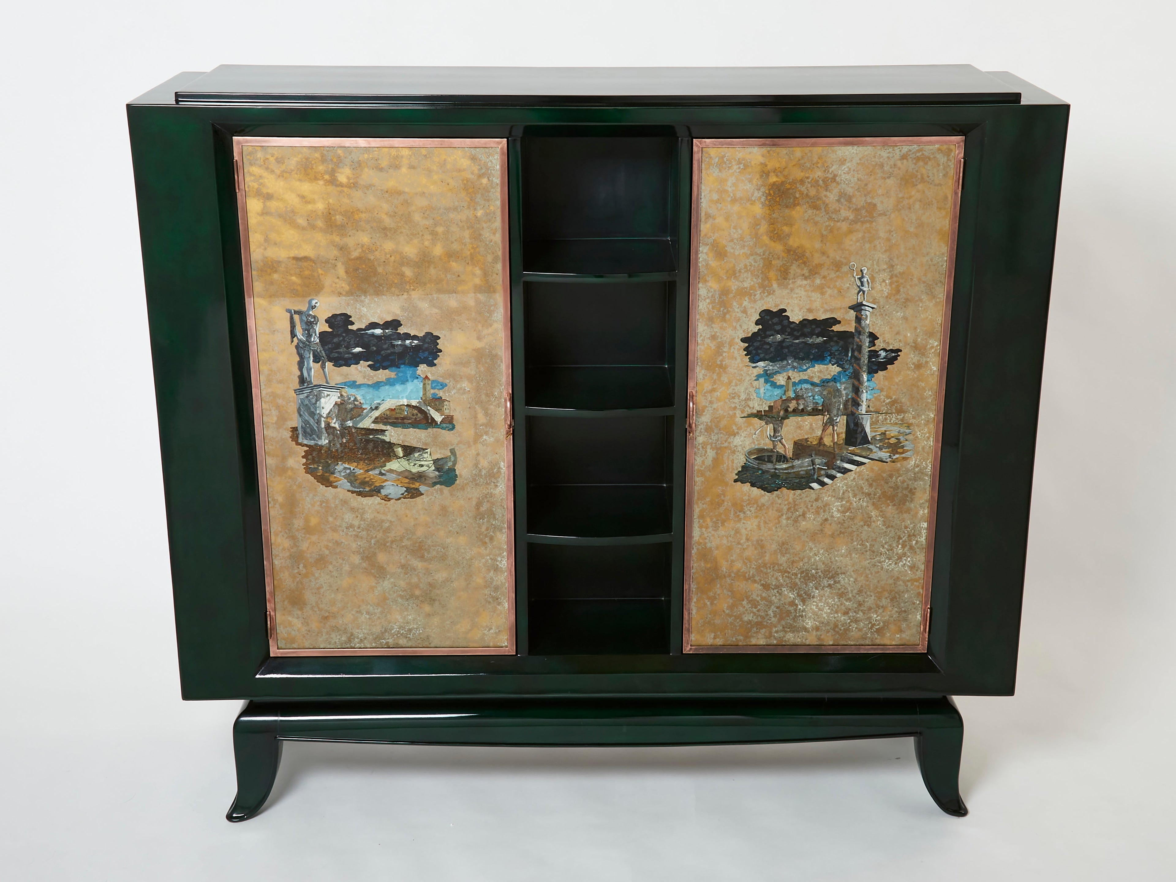 René Drouet and Pierre Adrien Ekman Art deco lacquered cabinet 1938