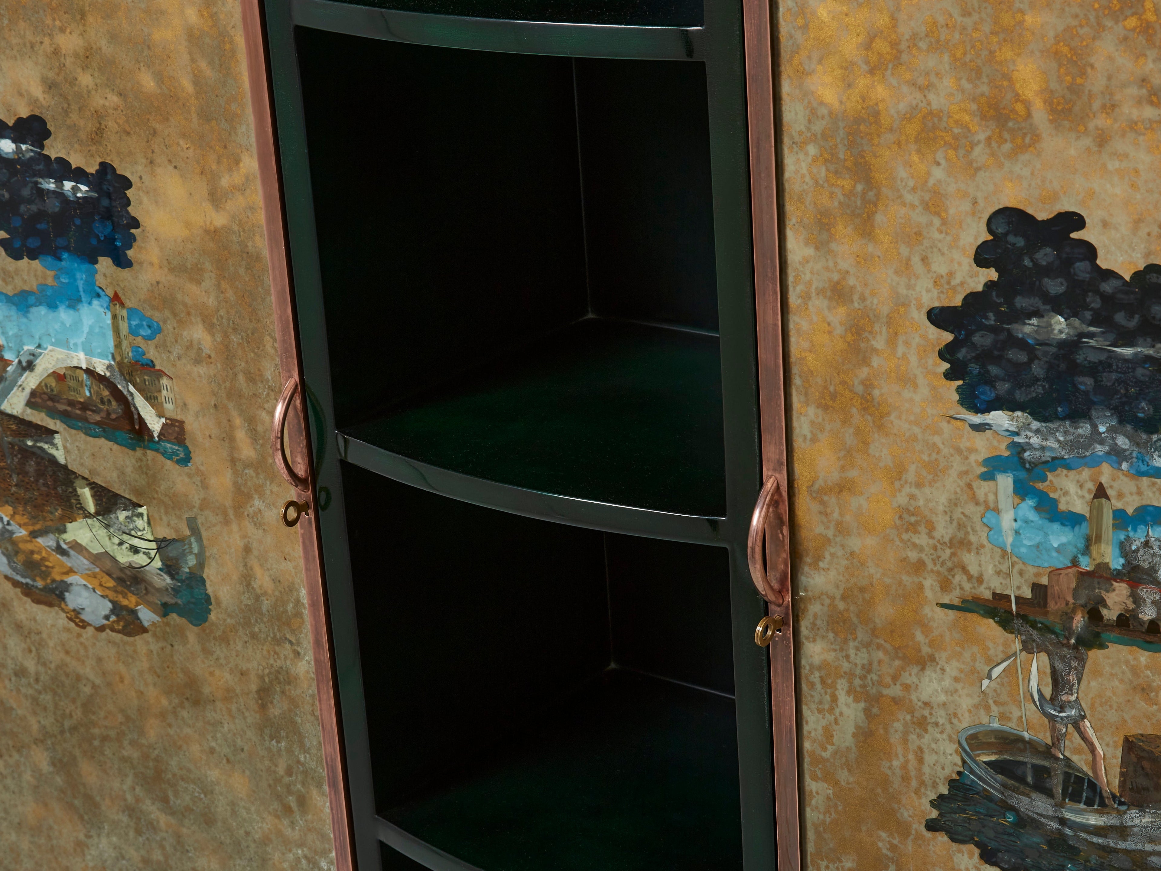 René Drouet and Pierre Adrien Ekman Art deco lacquered cabinet 1938