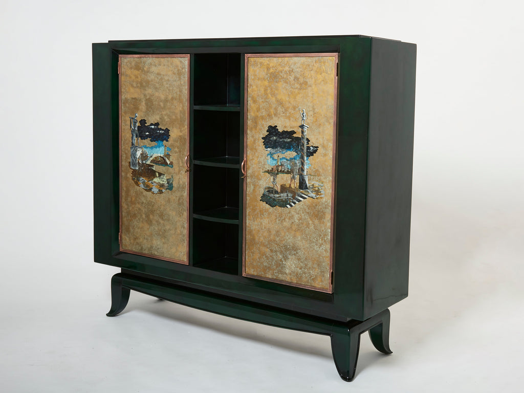 René Drouet and Pierre Adrien Ekman Art deco lacquered cabinet 1938
